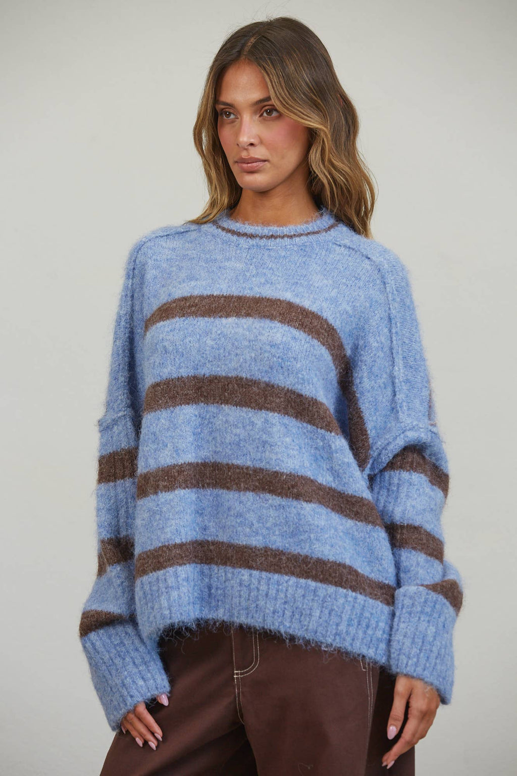 Anika | Fuzzy Boyfriend Stripe Sweater
