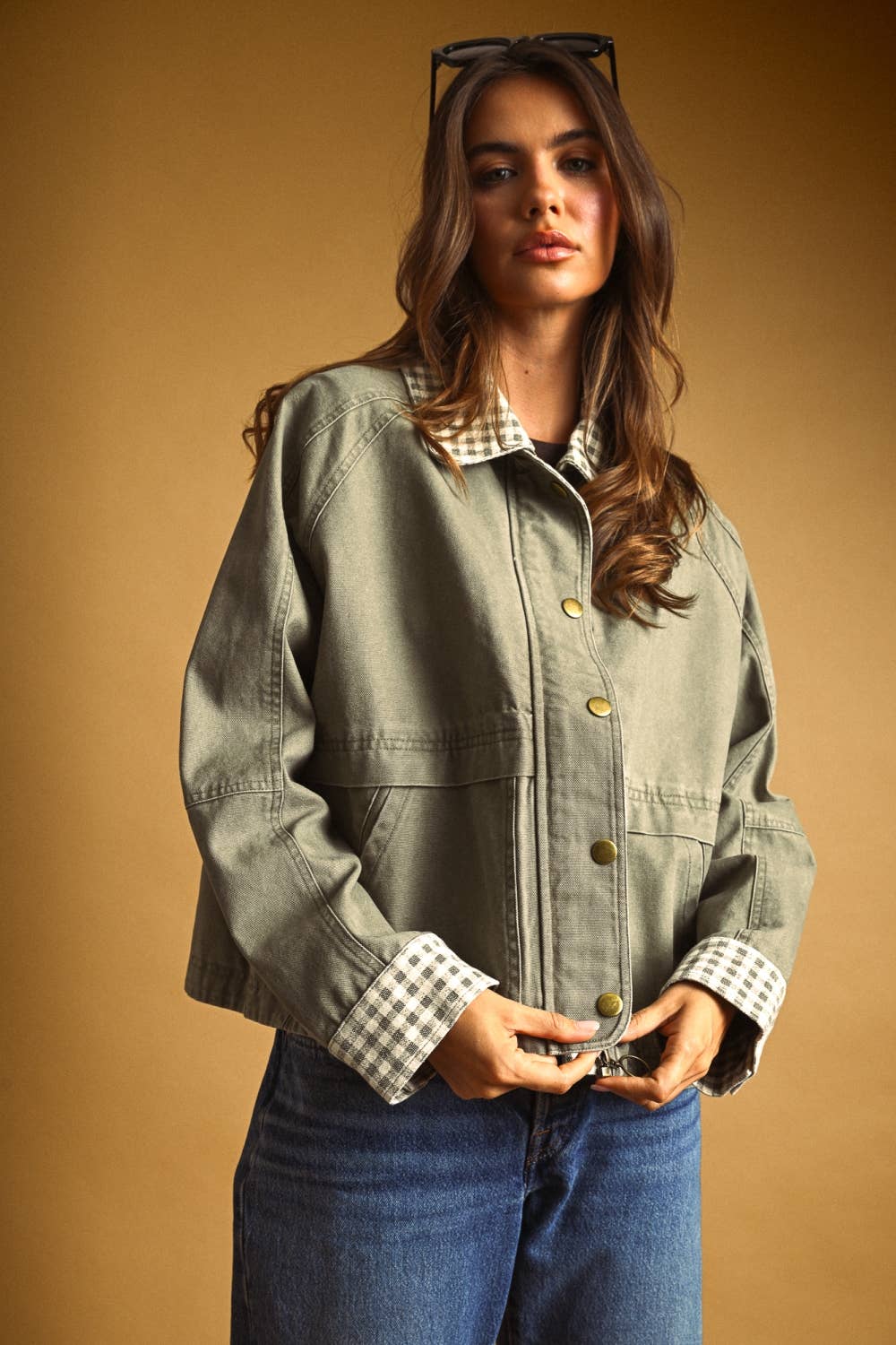 Esmé | 100% Cotton Gingham Collared Twill Jacket