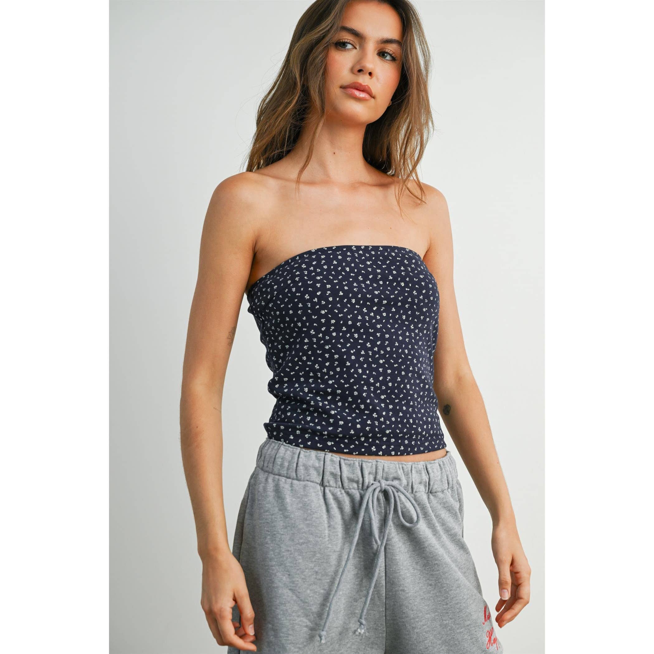 Delaney | Floral Print Sleeveless Tube Top