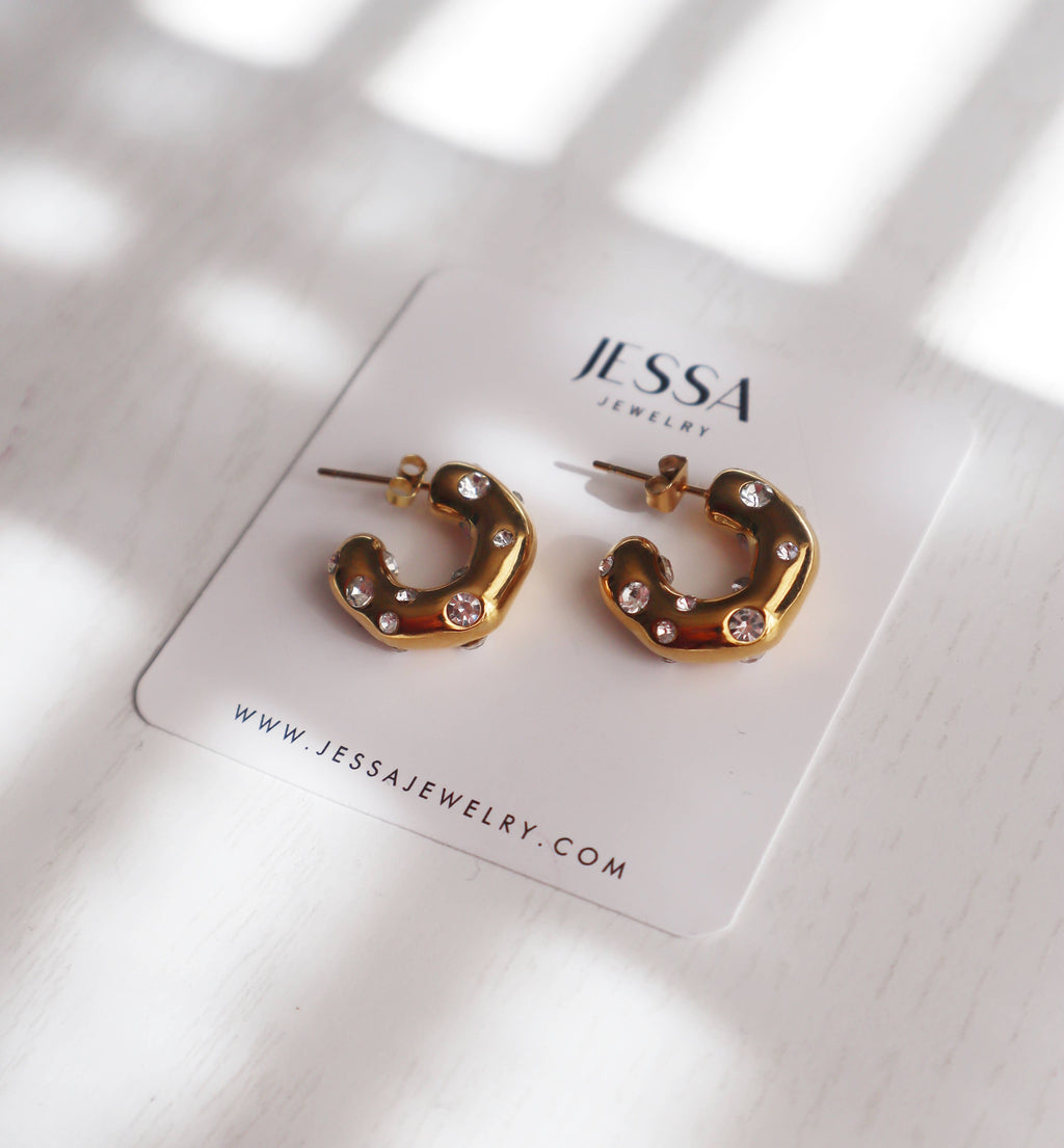 Dazzle Hoops | CZ Chunky Gold Hoops