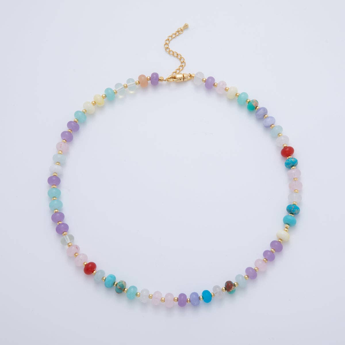 18K Gold Filled Splashed Earth & Sky Toned Gemstone Necklace