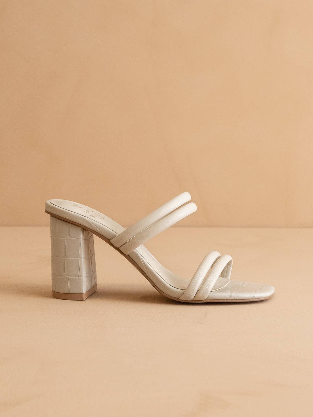 The Angela Beige | Strappy Aligator Block Heel