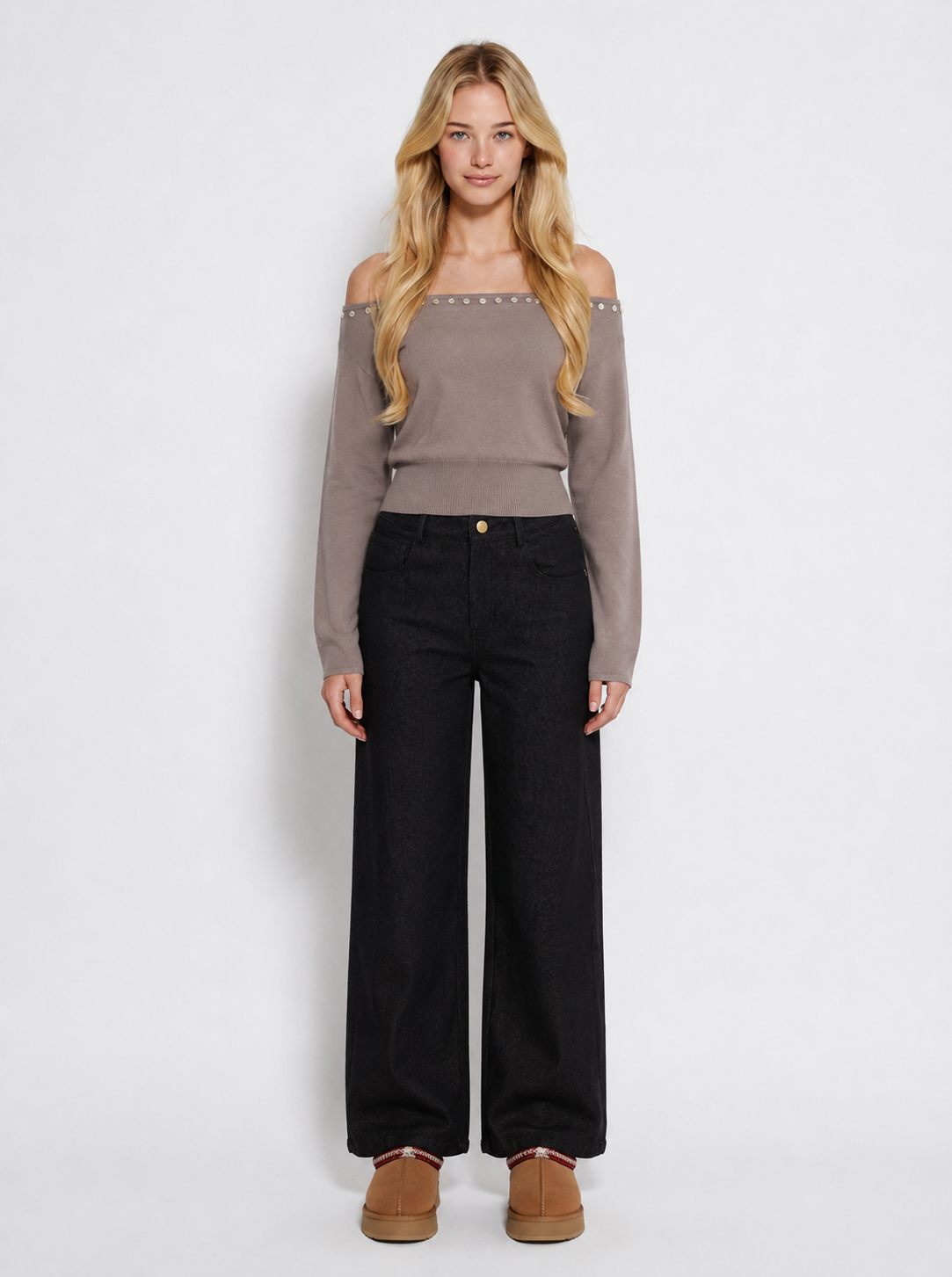 Romy | Button Off the Shoulder Long Sleeve