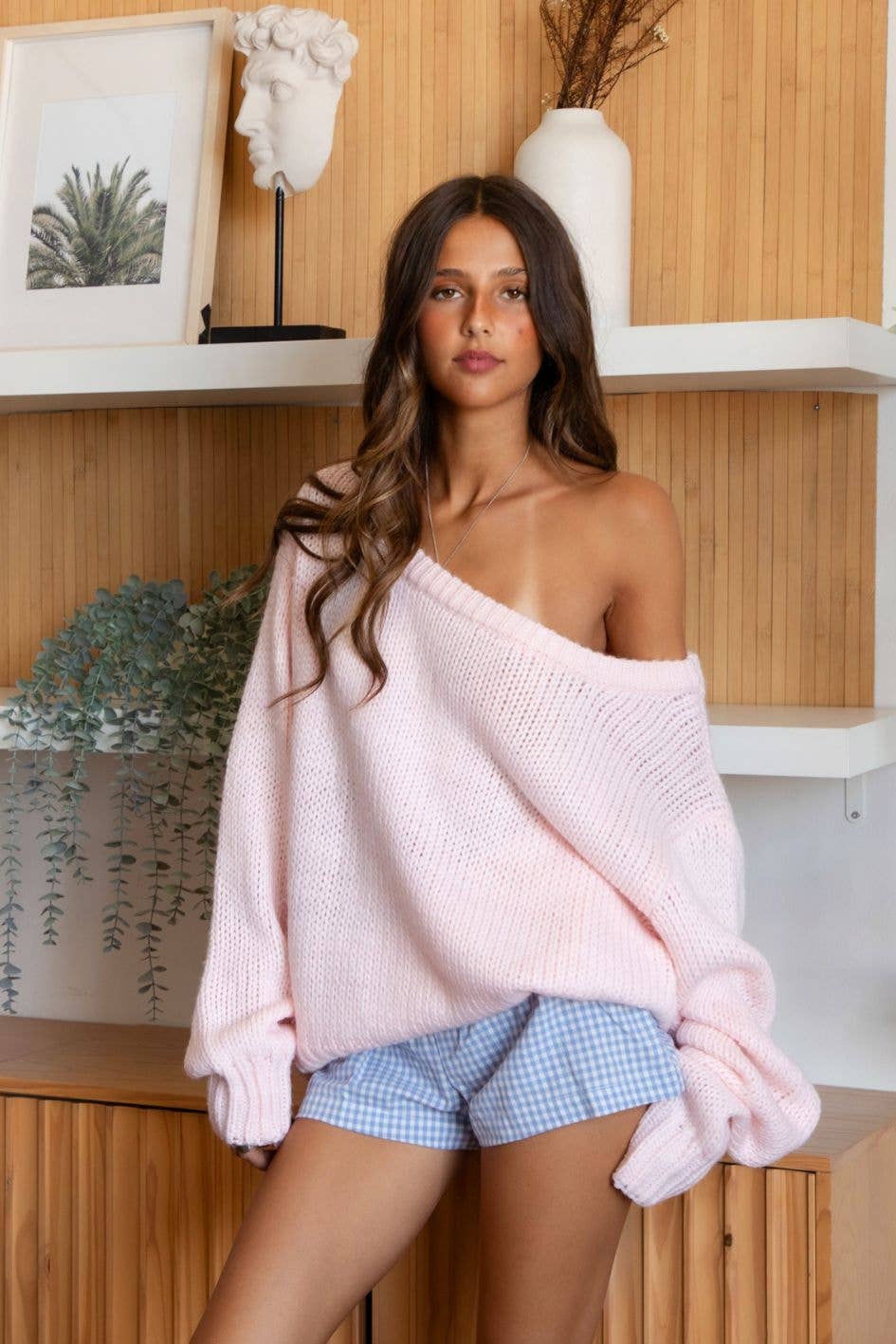 Brandy | Ribbed Knit Off The Shoulder Relaxed Sweater Cardigan