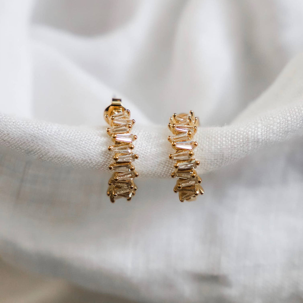 Lindsay | Tapered Baguette CZ Hoops