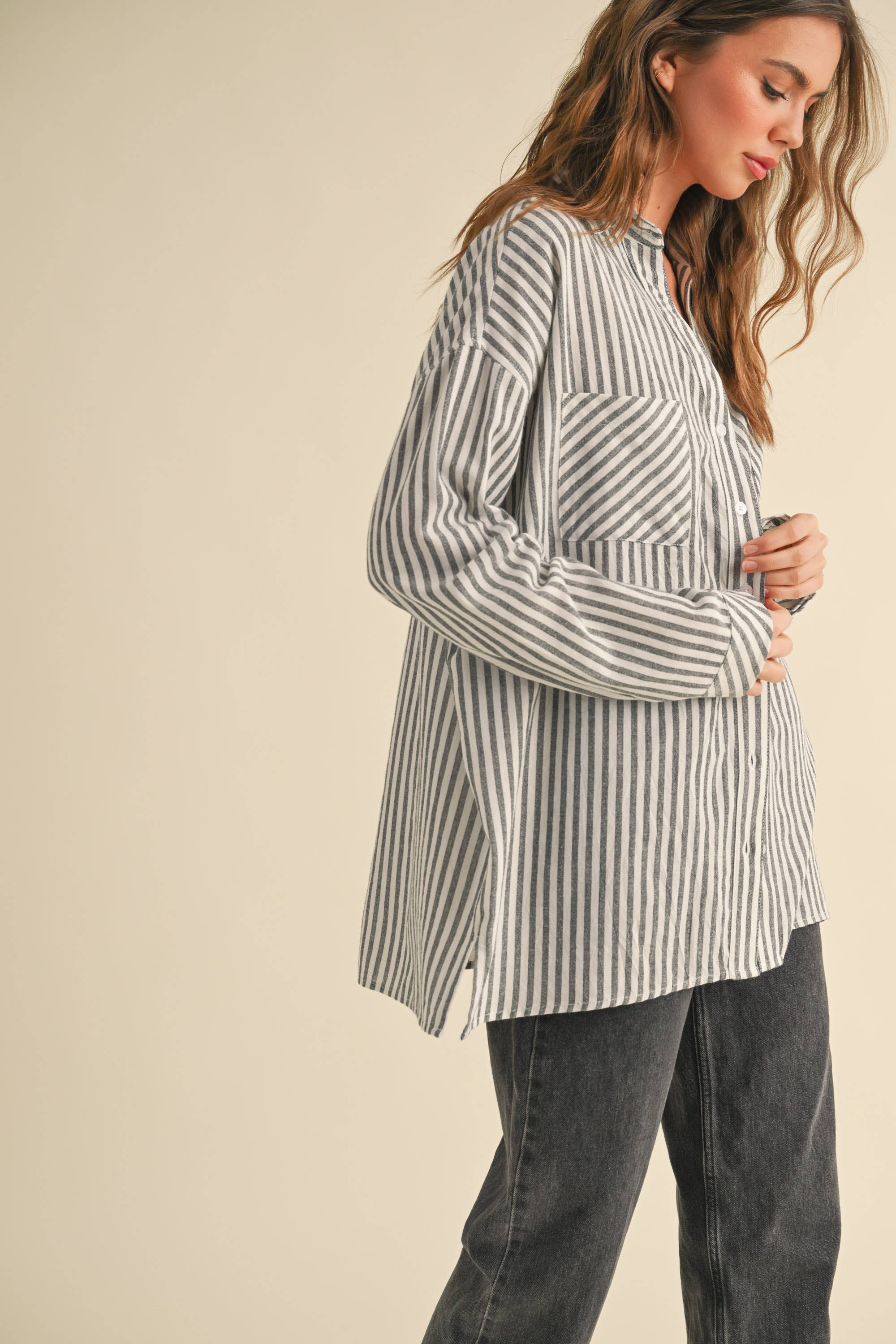Millionaire Mommy | 100% Cotton Striped Pattern Button Down Shirt