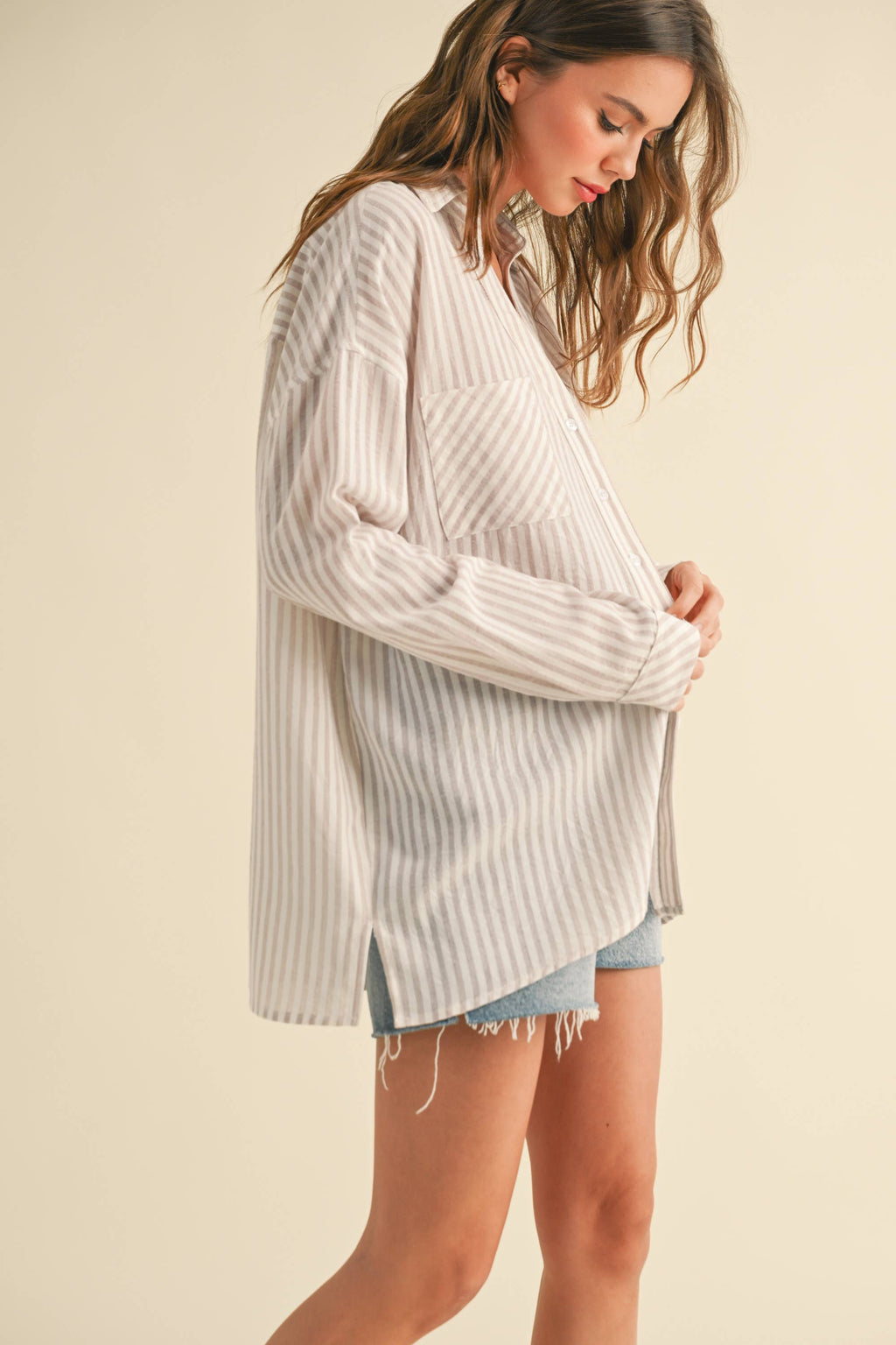 Millionaire Mommy | 100% Cotton Striped Pattern Button Down Shirt