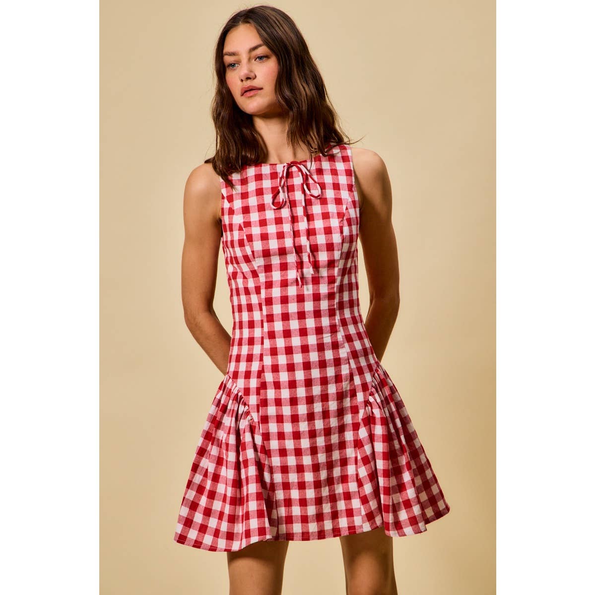 Hayes | Gingham Fit and Flare Tank Mini Dress