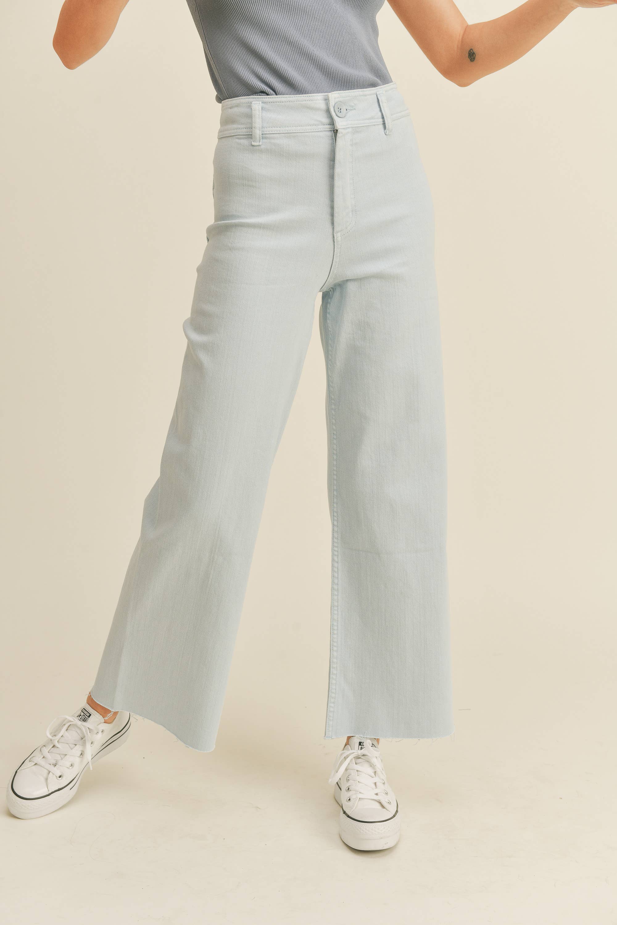 Macy | Straight Wide Leg Denim Pants