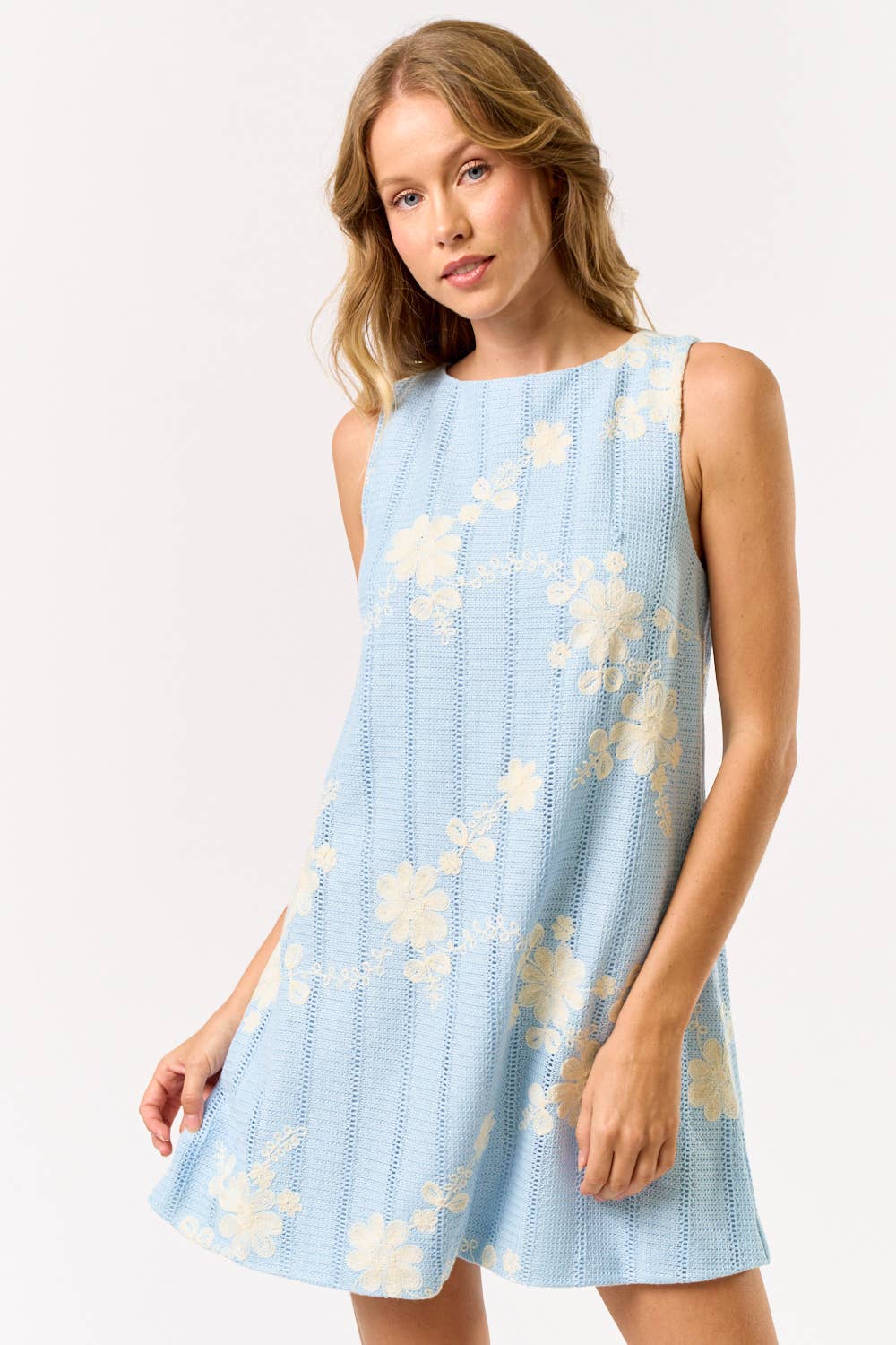 Andree | Floral Embroidered Shift Dress with Pockets