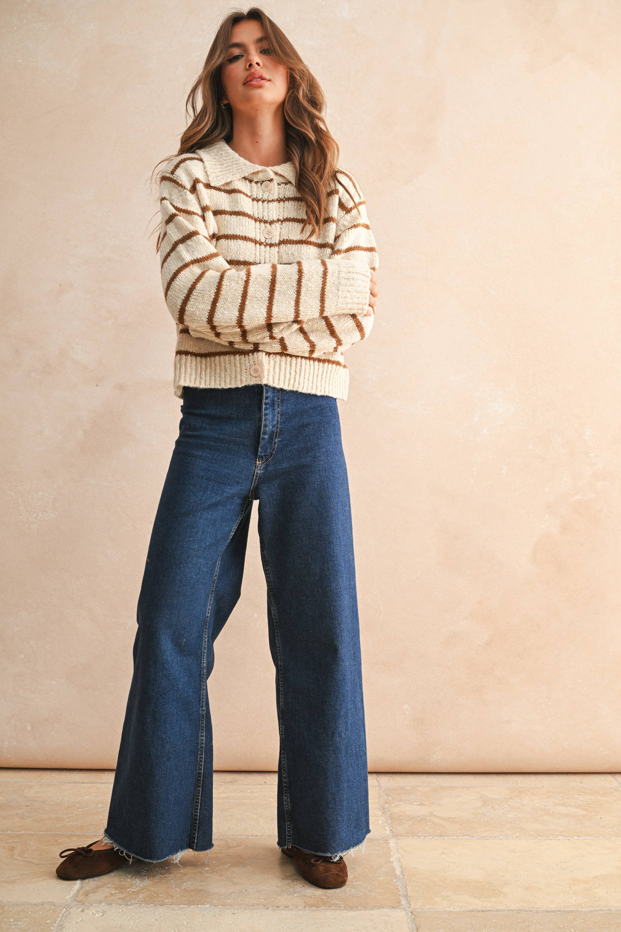 Solstice | Buttondown Striped Knitted Cardigan