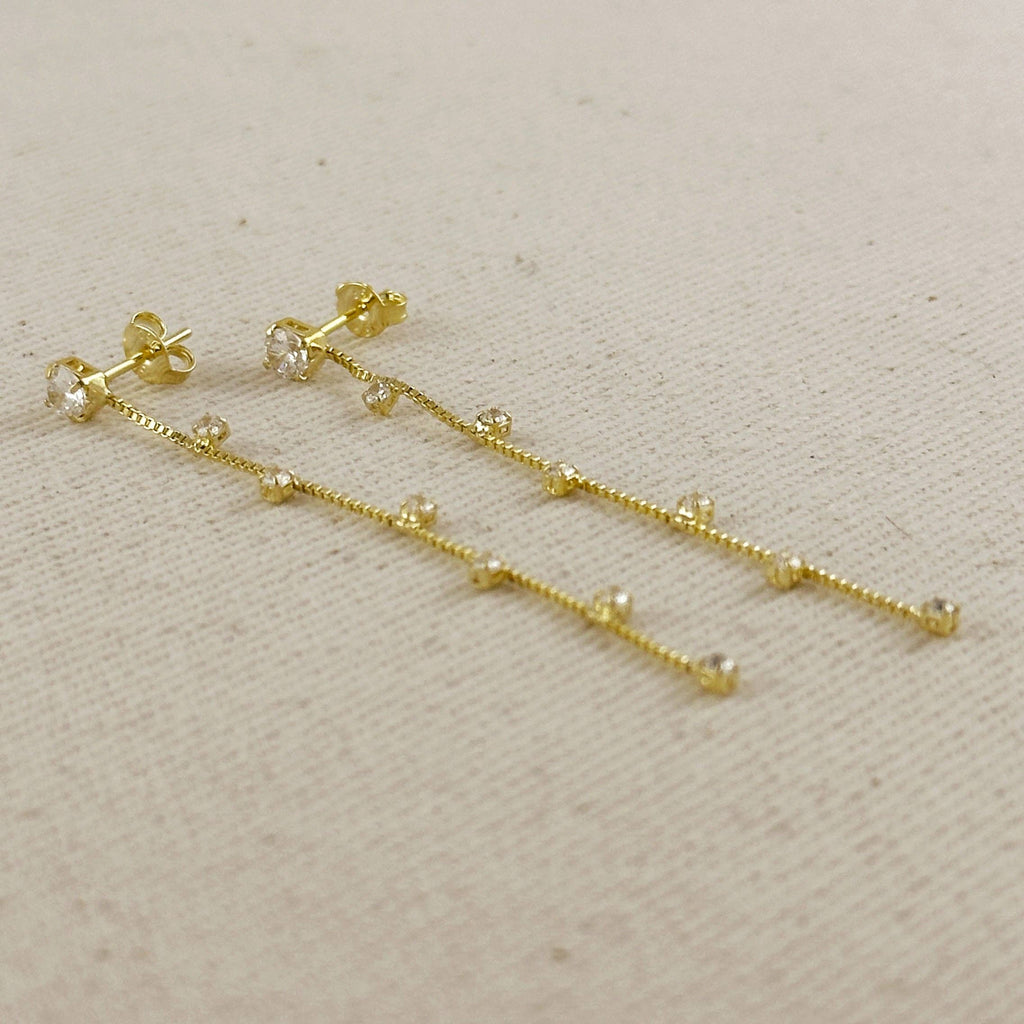 18k Gold Filled Scattered CZ Dangling Earrings
