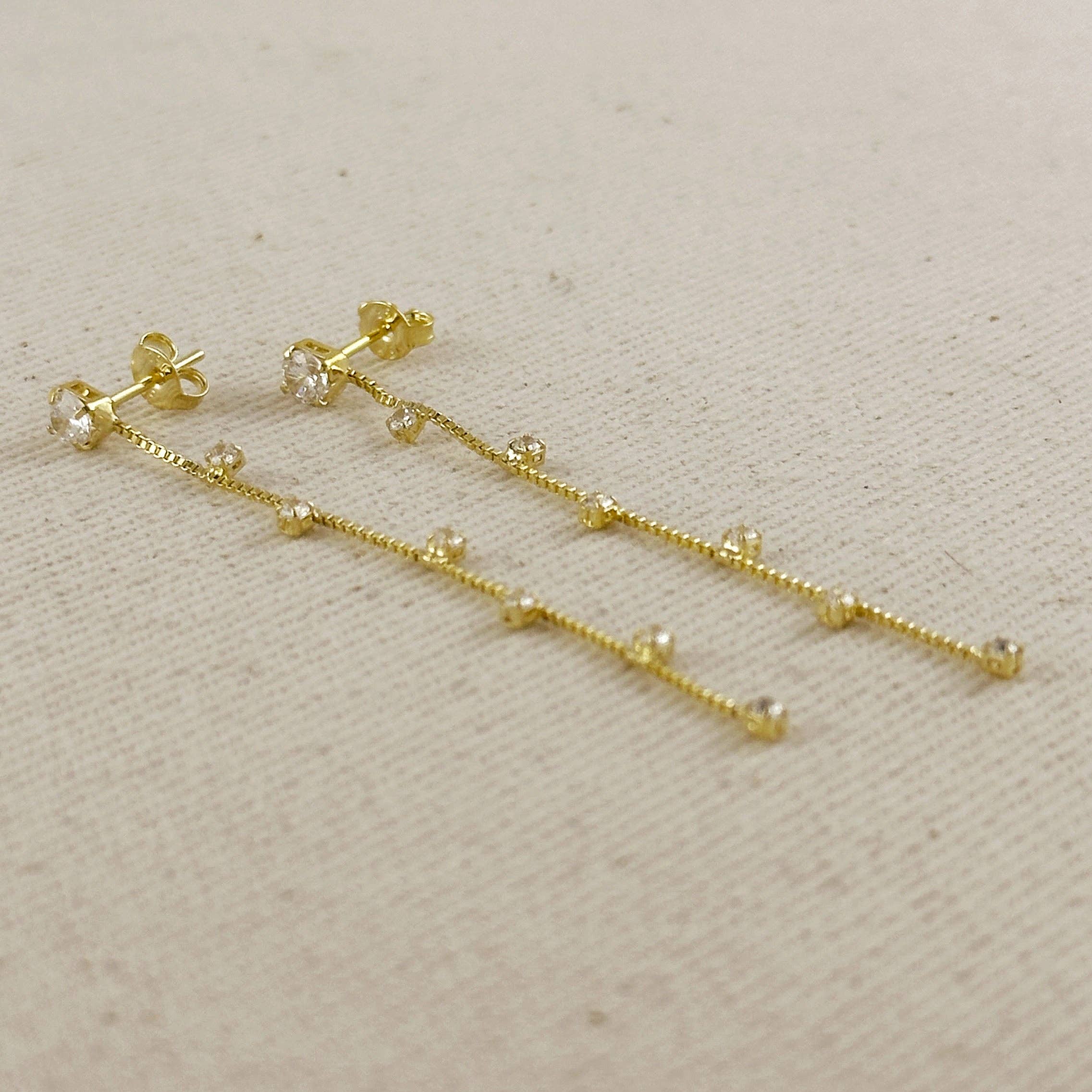 18k Gold Filled Scattered CZ Dangling Earrings