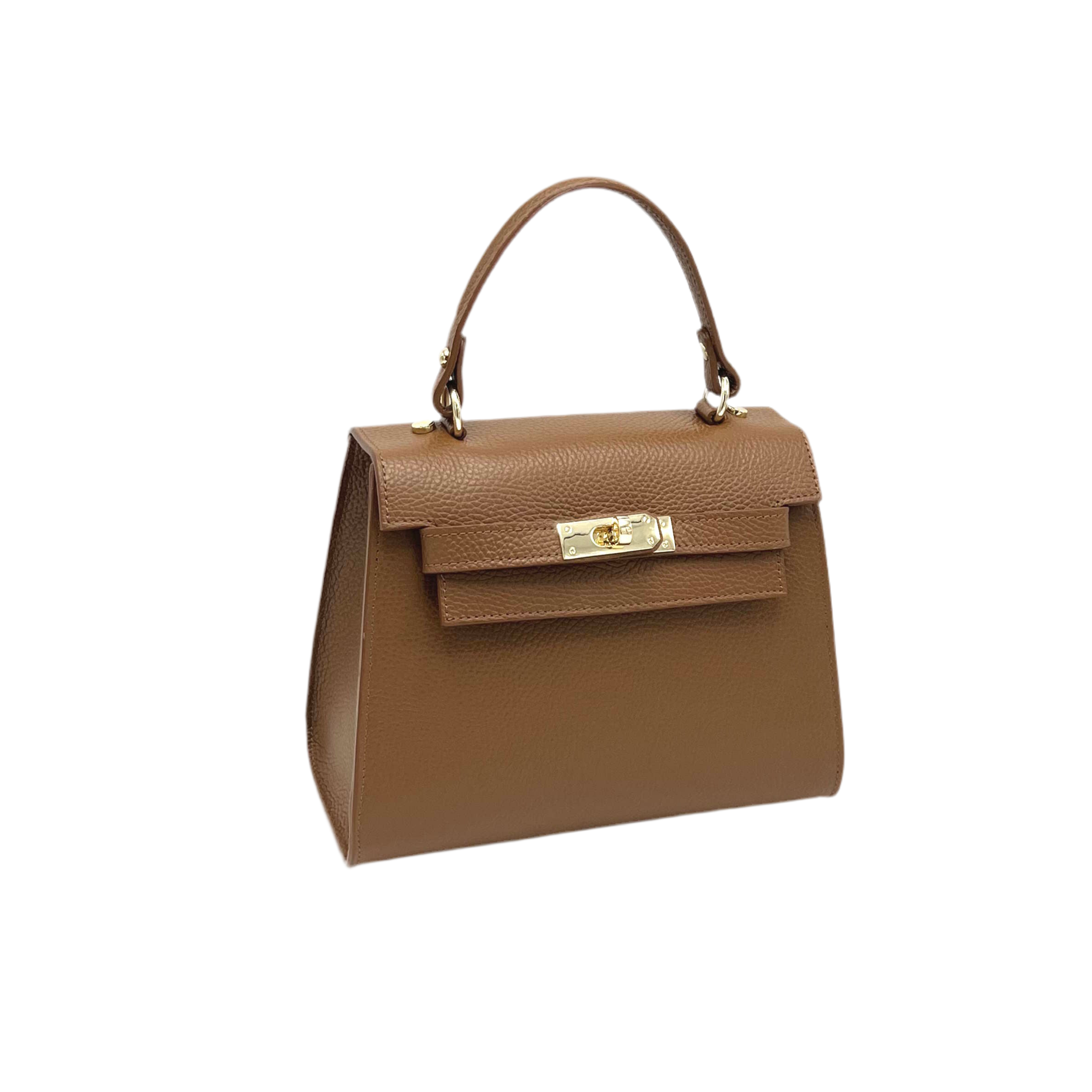 Genuine leather top handle bag, Made in Italy