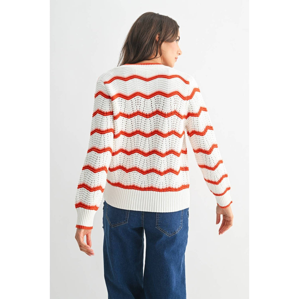 Rusti | 100% Cotton Stripe Knit Cardigan