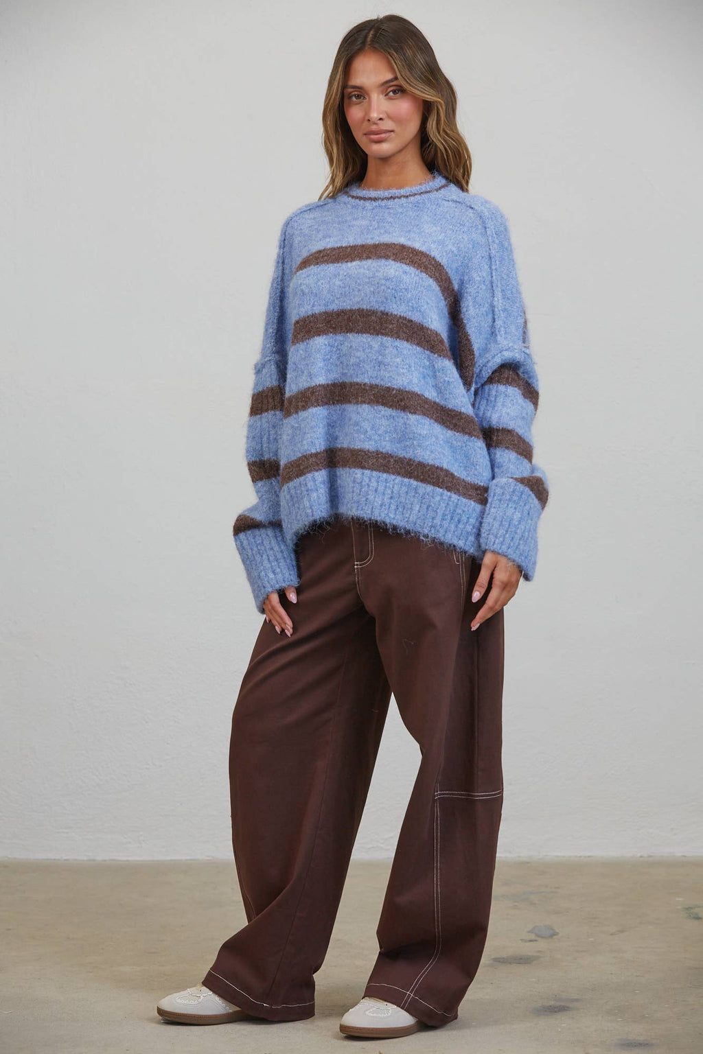 Anika | Fuzzy Boyfriend Stripe Sweater