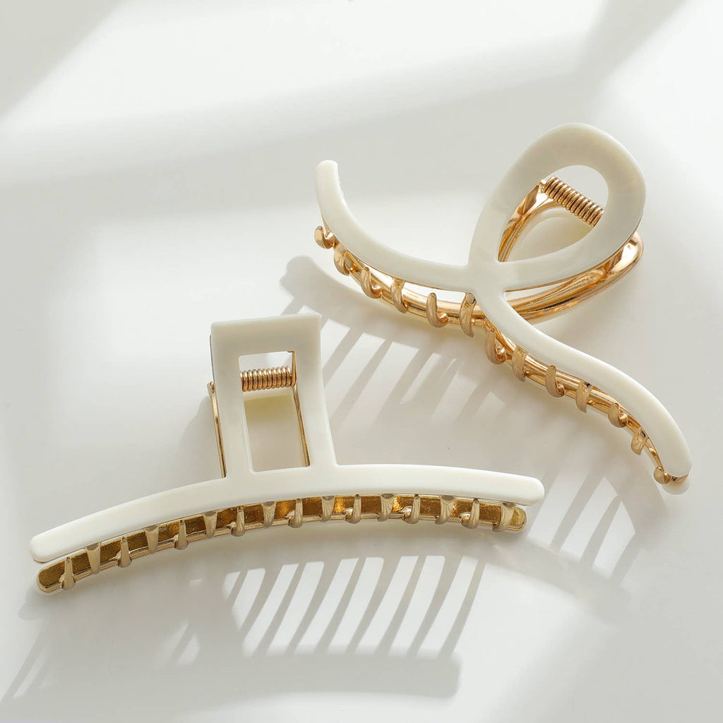 Vera | Ivory Gold Metal Assorted Claw Clips