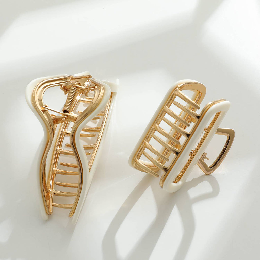 Vera | Ivory Gold Metal Assorted Claw Clips
