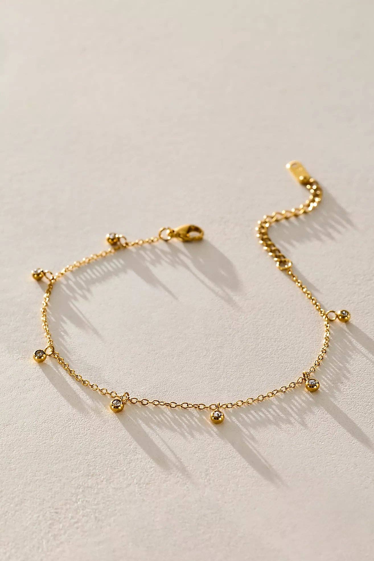 18K Gold Dripping Crystal Anklet