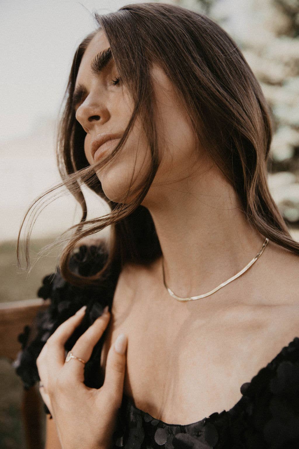 Jade | Gold Filled Herringbone Necklace
