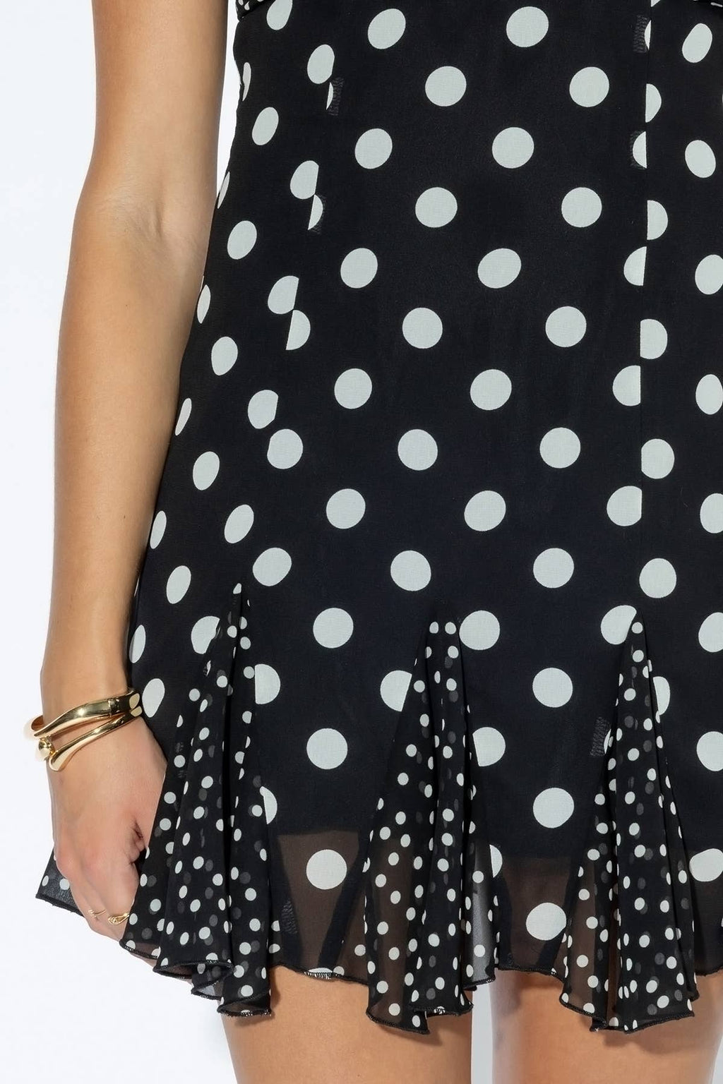 Miller | Polka Dot Godet Hem Mini Dress