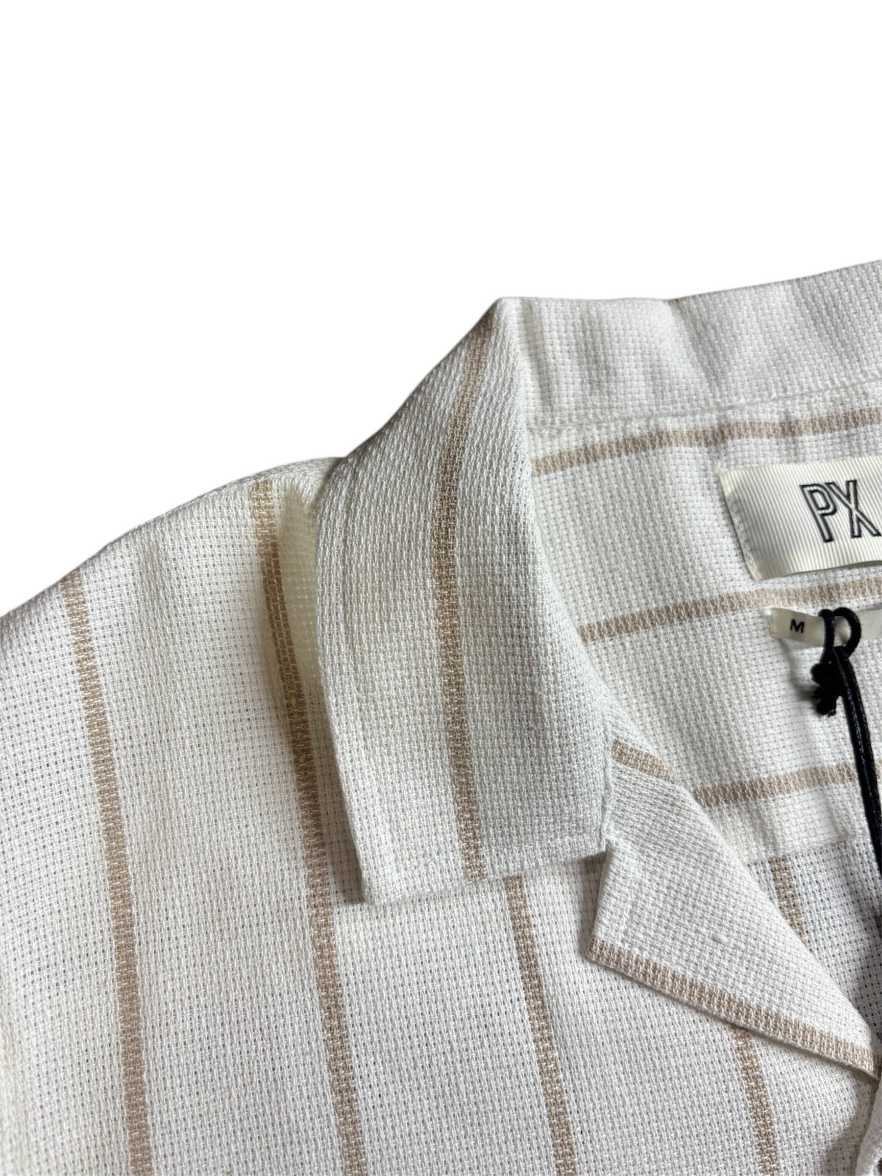 Myles | Short Sleeve Textured Vertical Striped Shirt