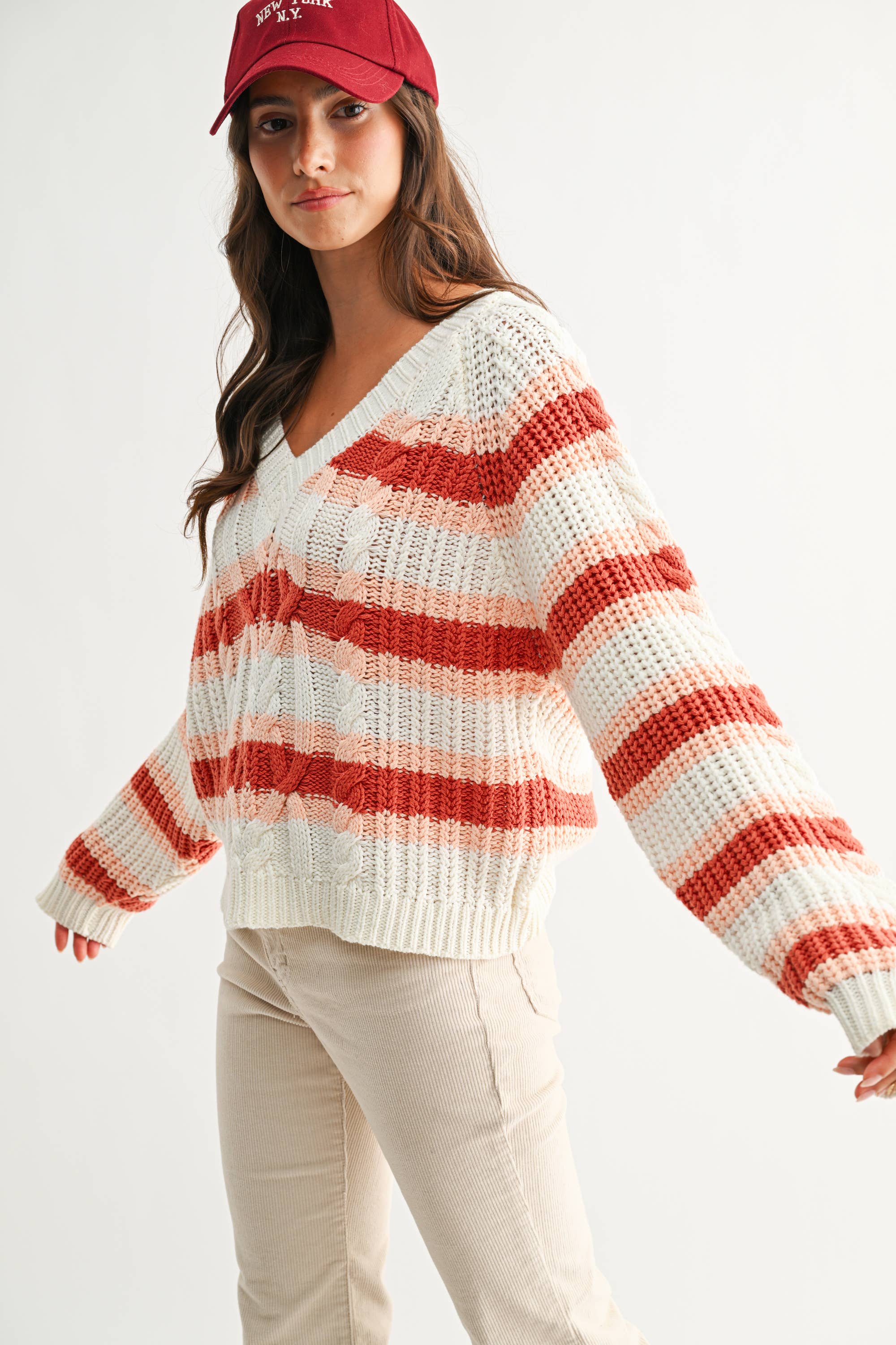 Sunset | Stripe Chunky Knit Sweater