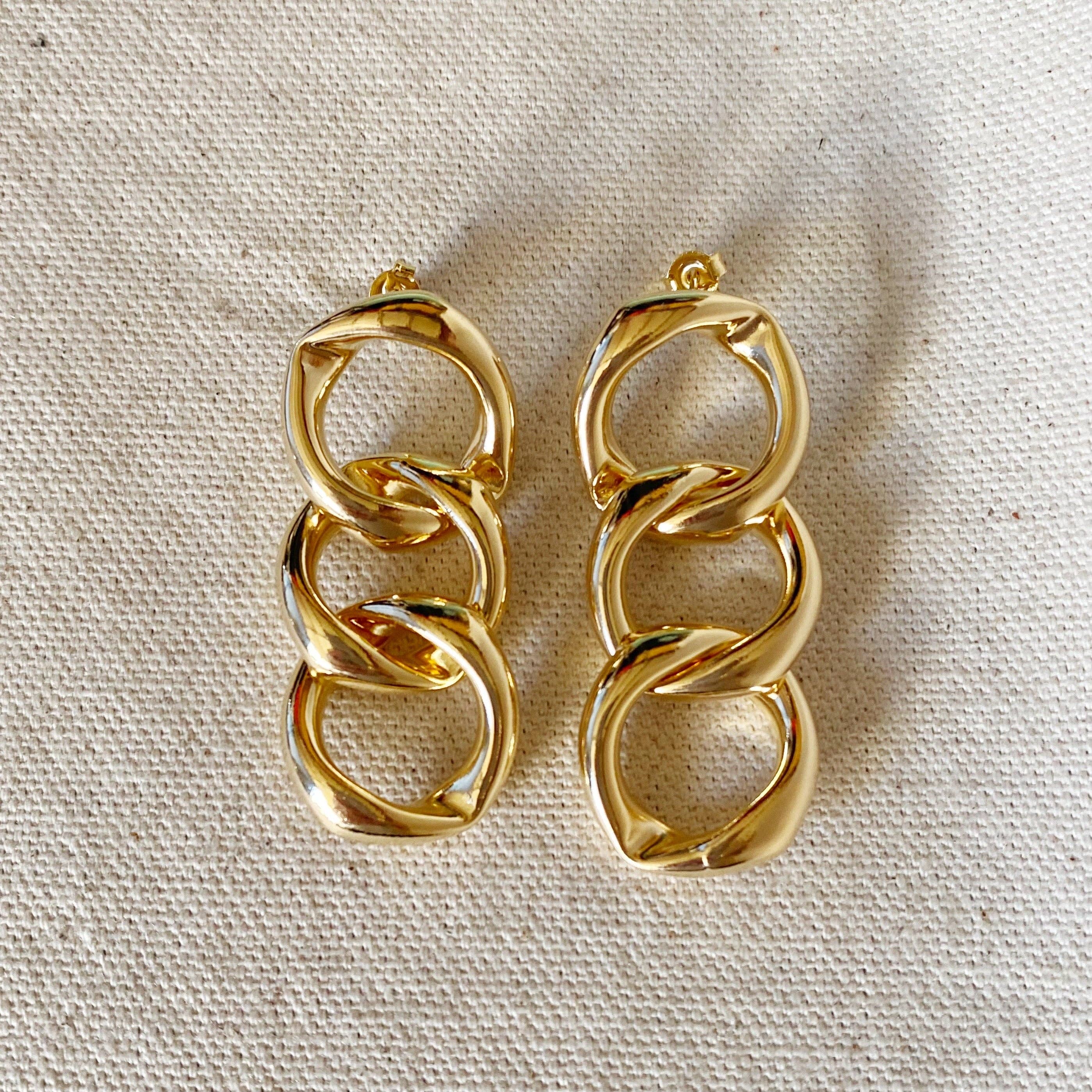 18k Filled Chain Drop Earrings