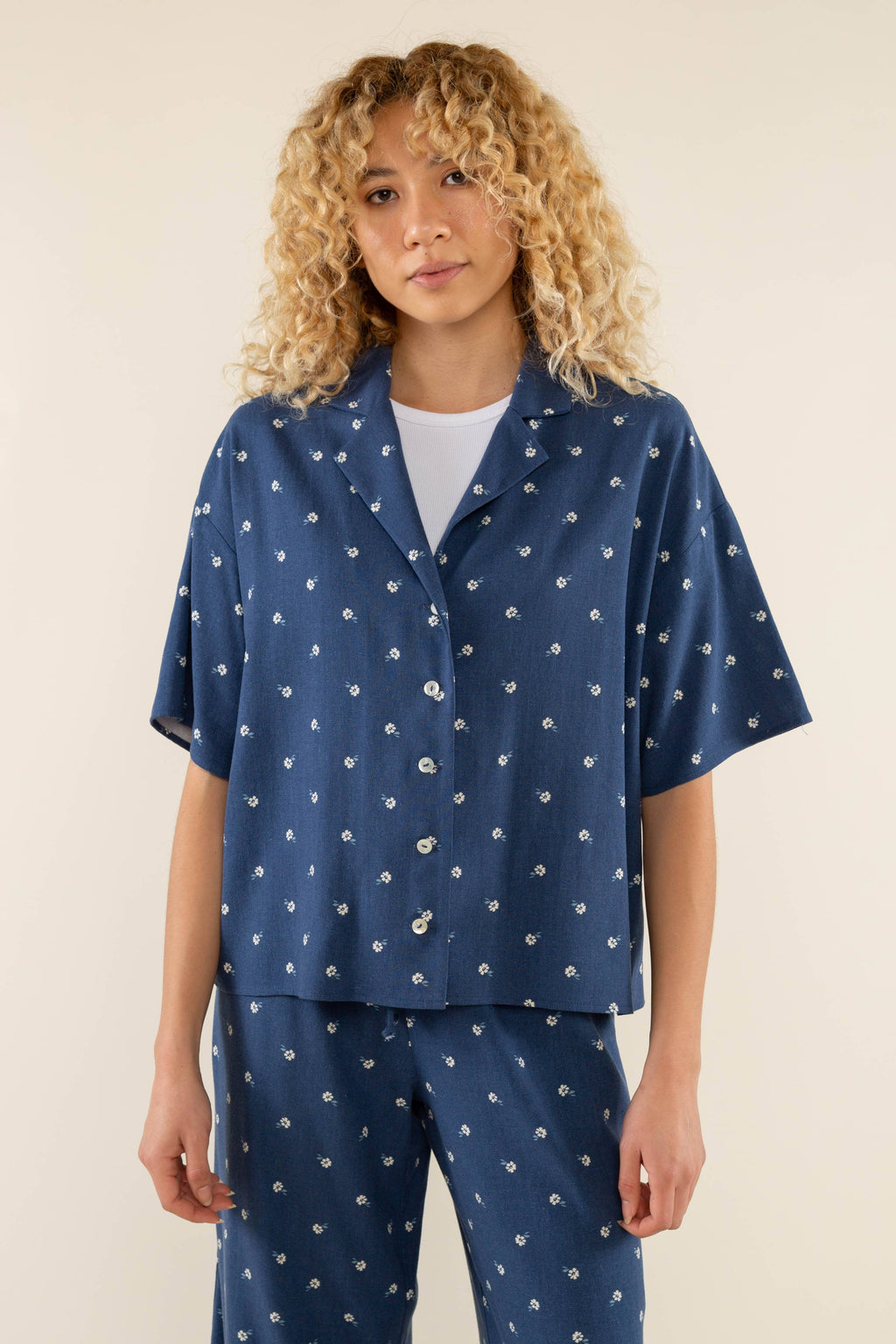 Luna | Boxy Button Up Shirt Ditsy Floral Blouse