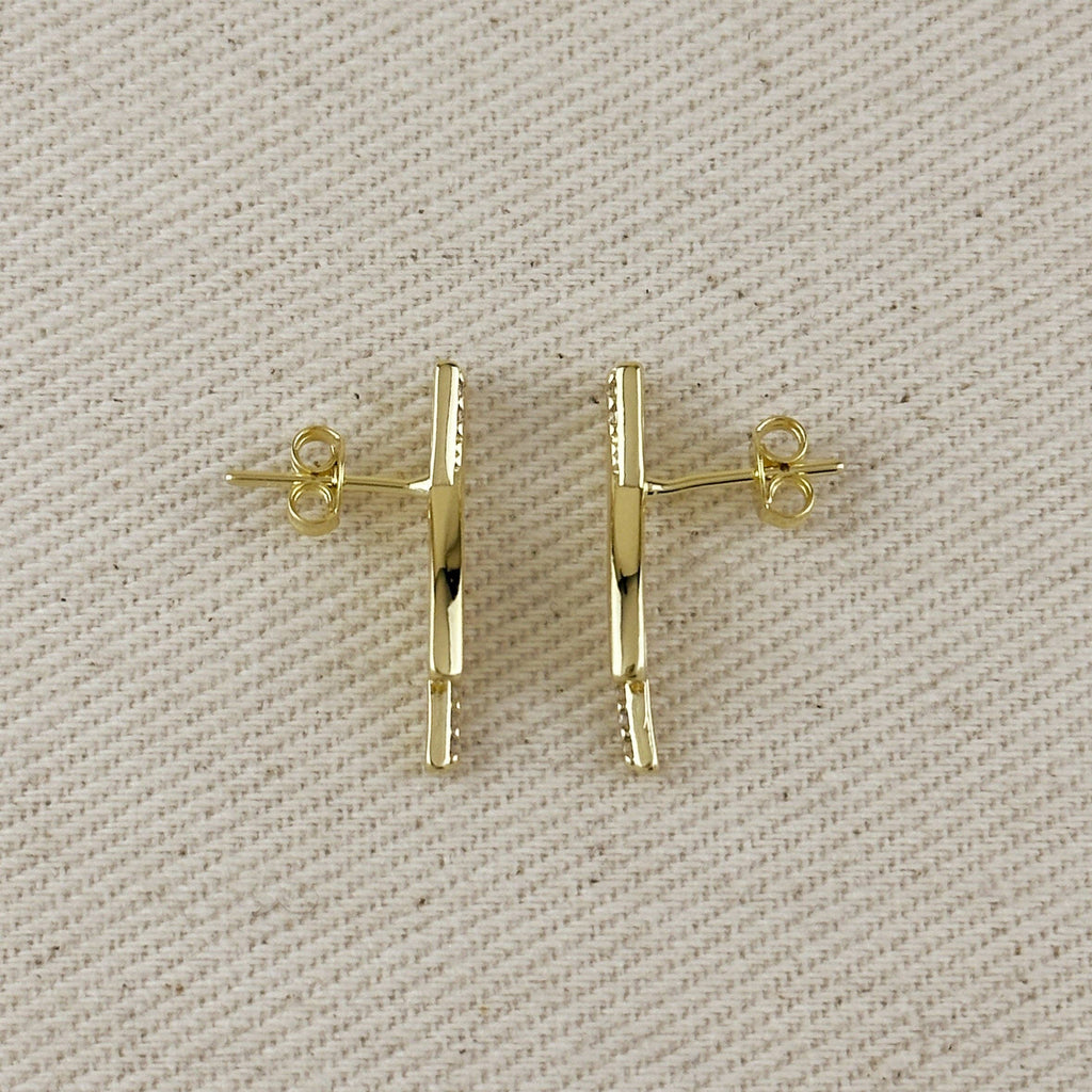 Liv | 18k Gold Filled Curve Bar CZ Earrings