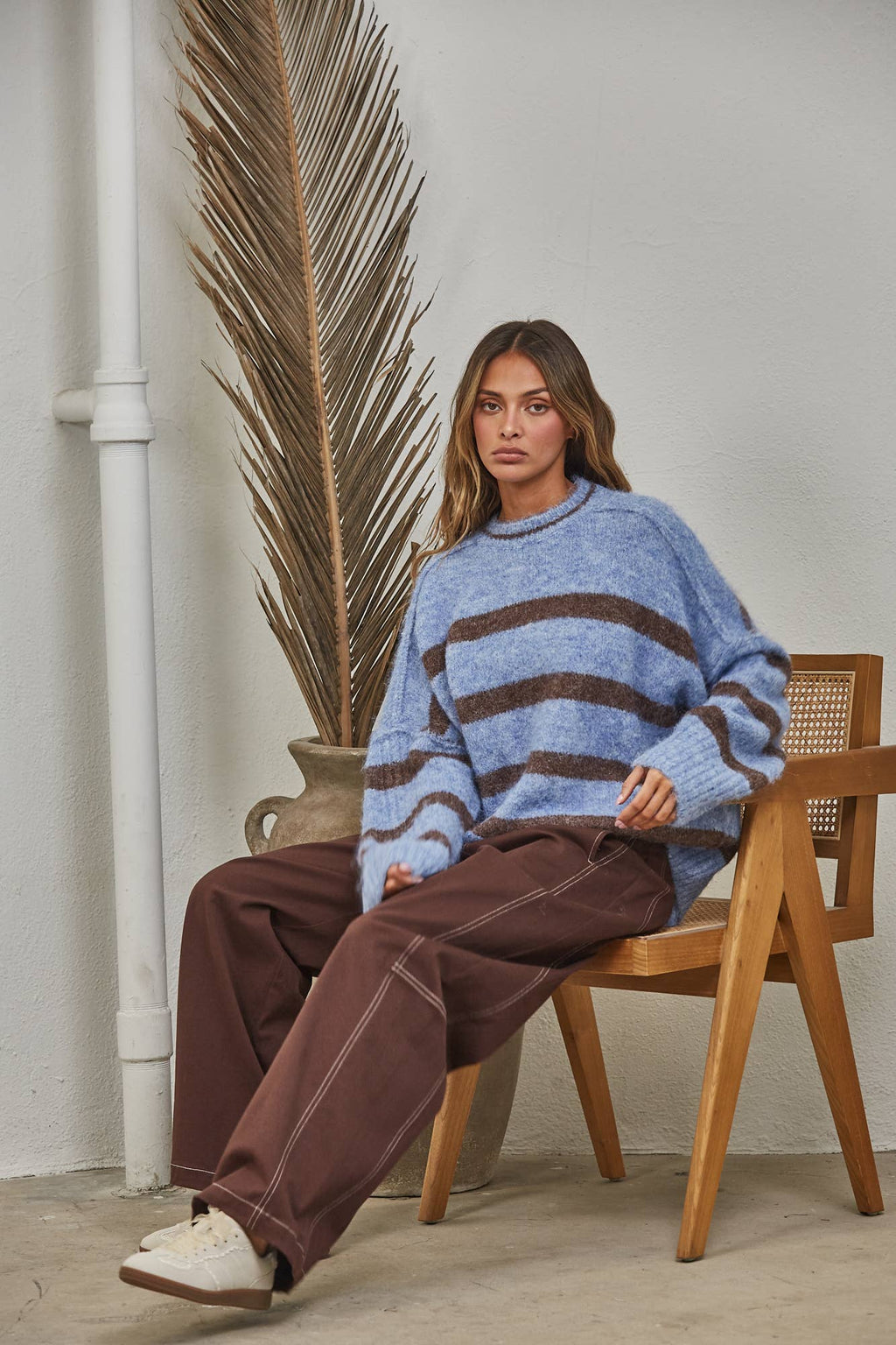 Anika | Fuzzy Boyfriend Stripe Sweater
