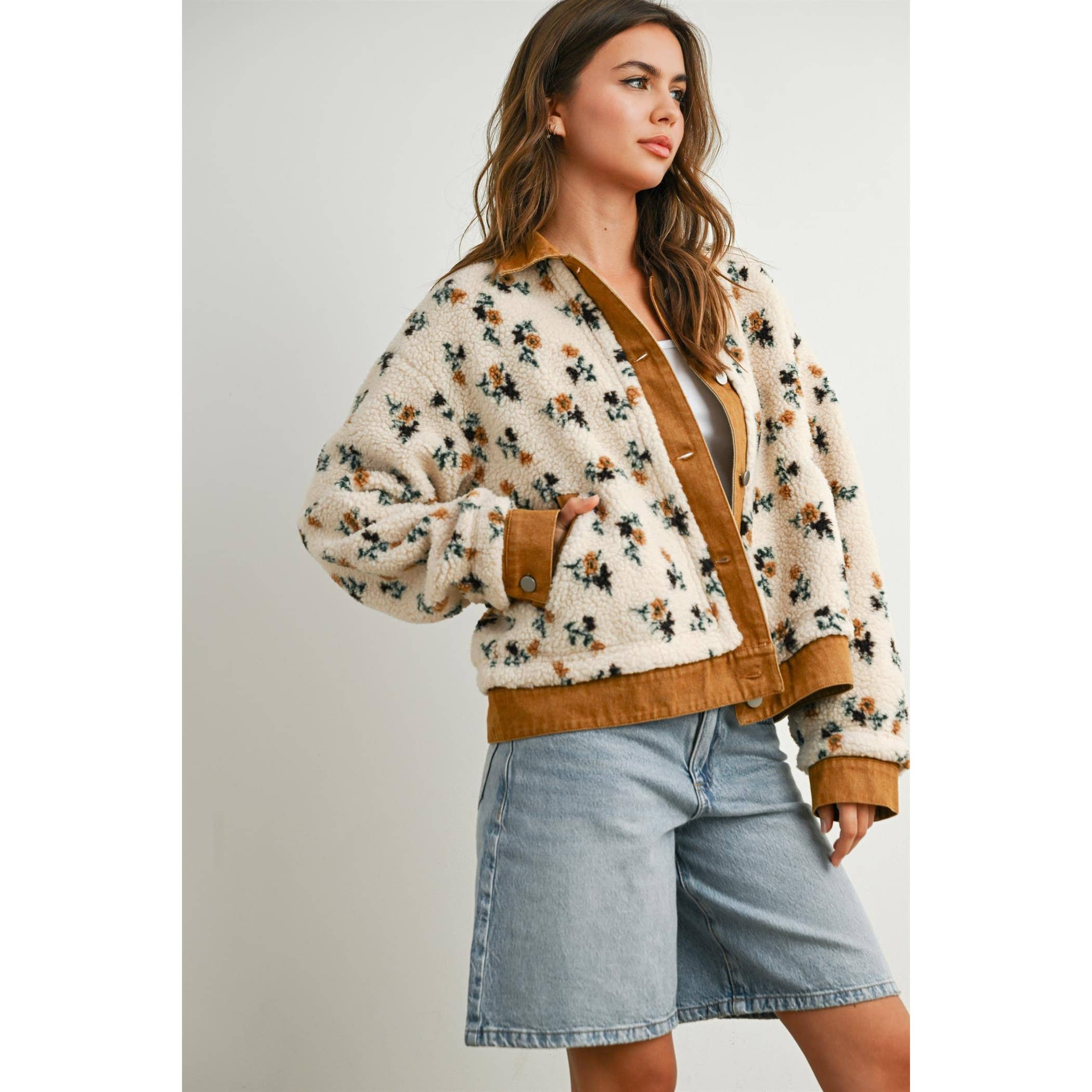 Elaine | Floral Collared Button-Down Jacket