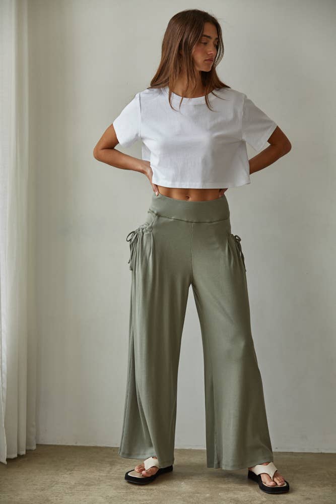Leni | Knit Cotton Modal Spandex Wide Leg Pants