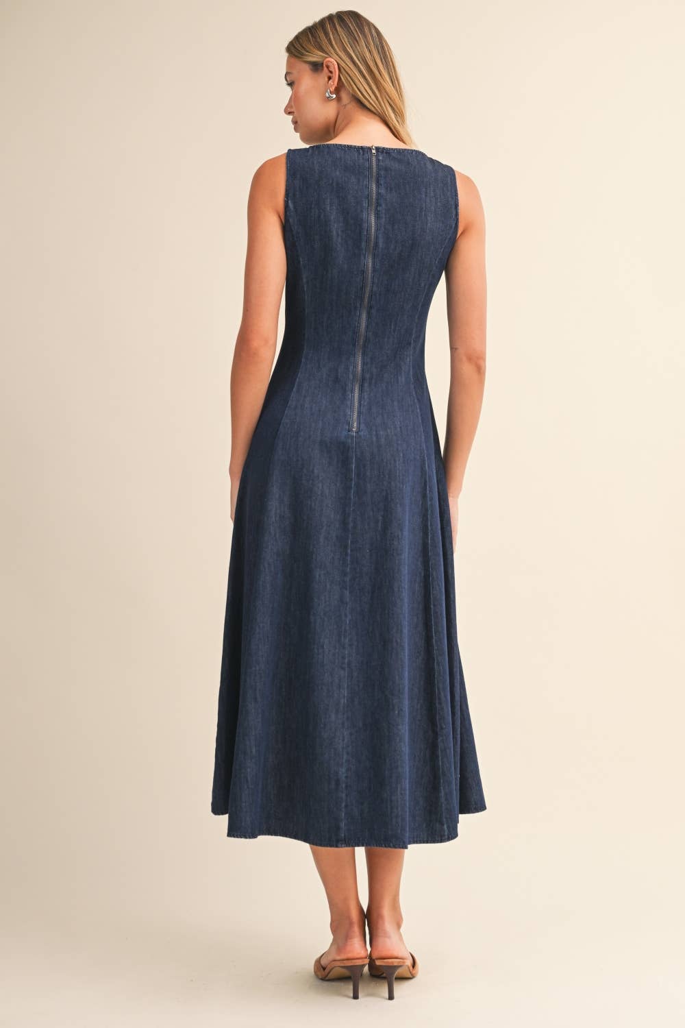 Lily | Sleeveless Denim Midi Dress 100% Cotton