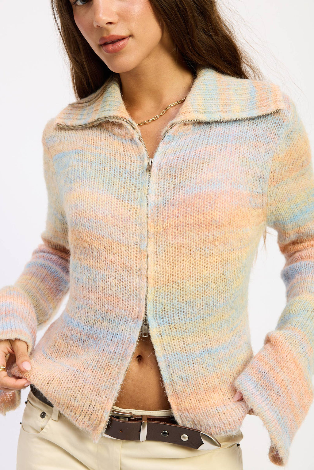 Lemon Sorbet | Knitted Turtle Neck Zip Up