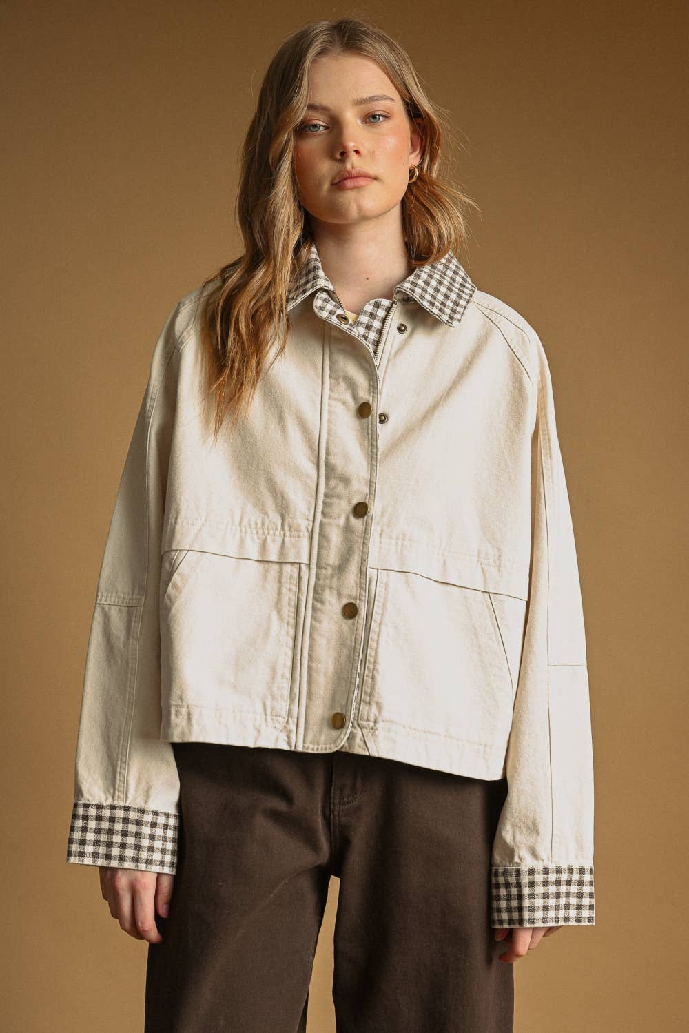 Esmé | 100% Cotton Gingham Collared Twill Jacket