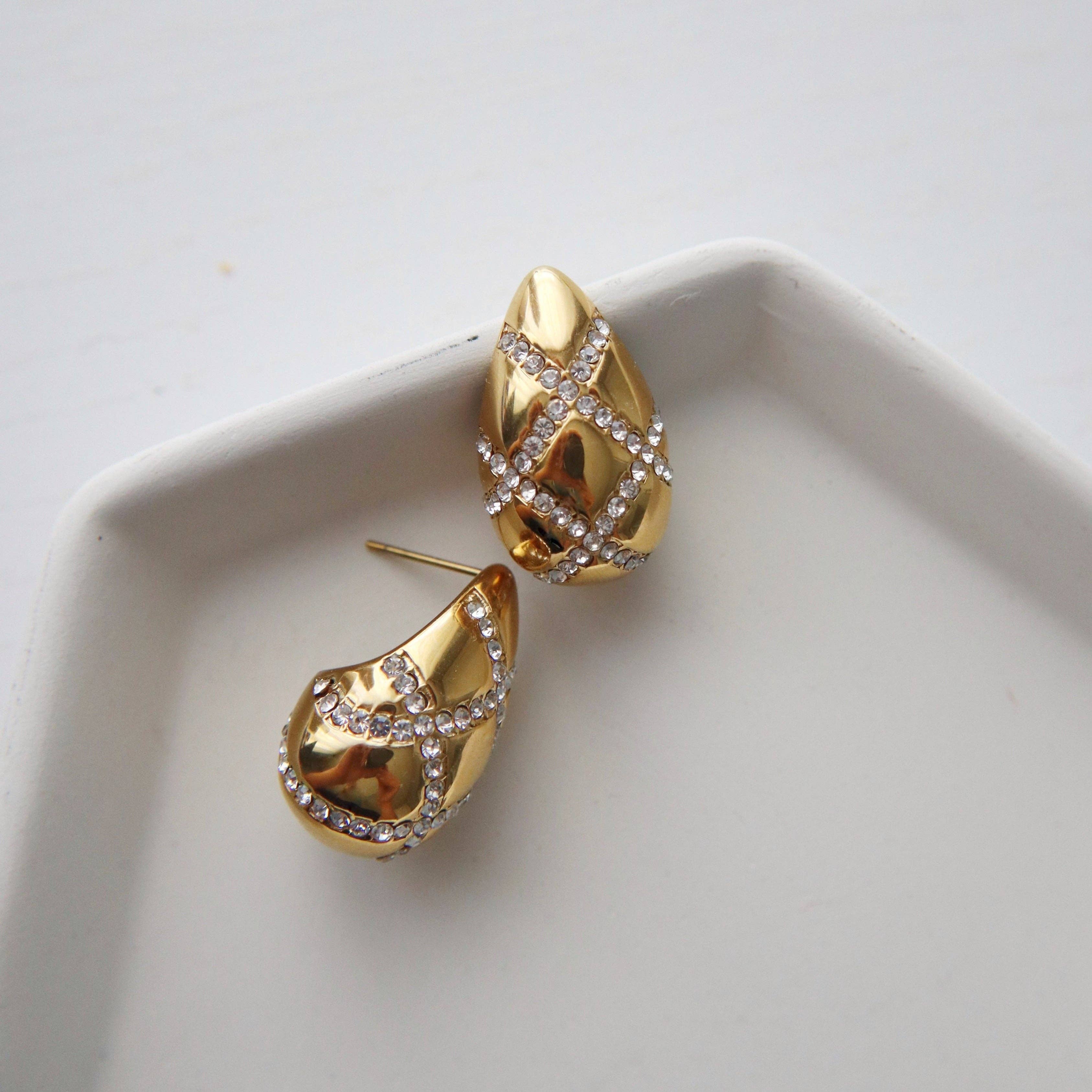 Pave Drop Earrings | Statement Earrings