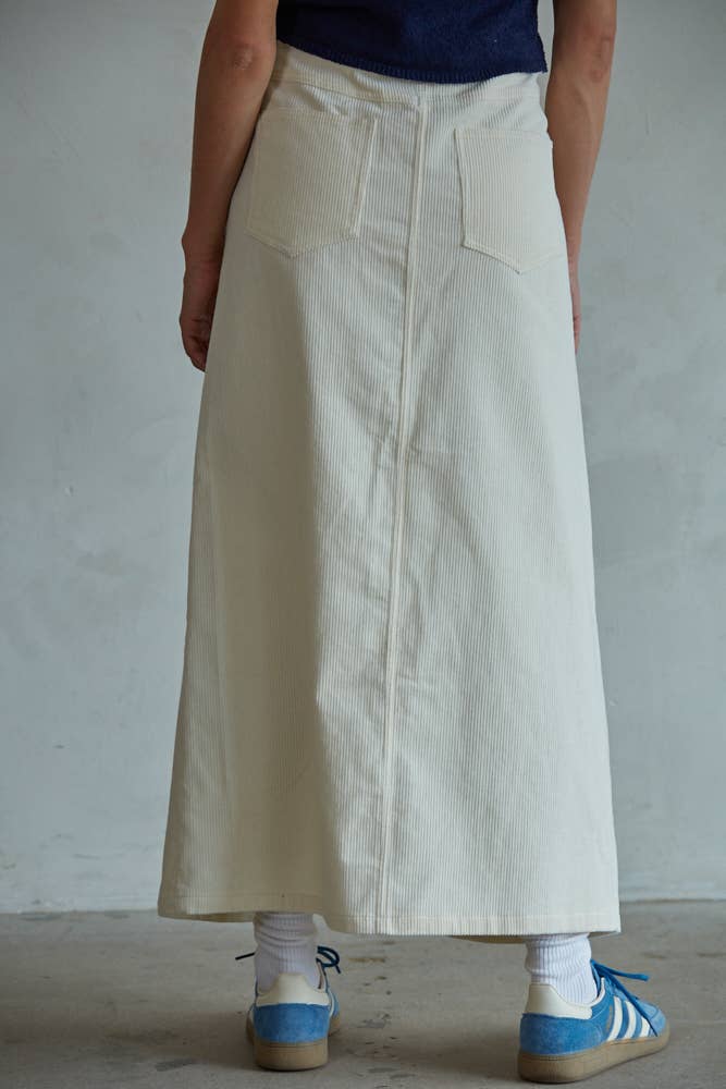 Tessa | Woven Cotton Corduroy Flare Maxi Skirt