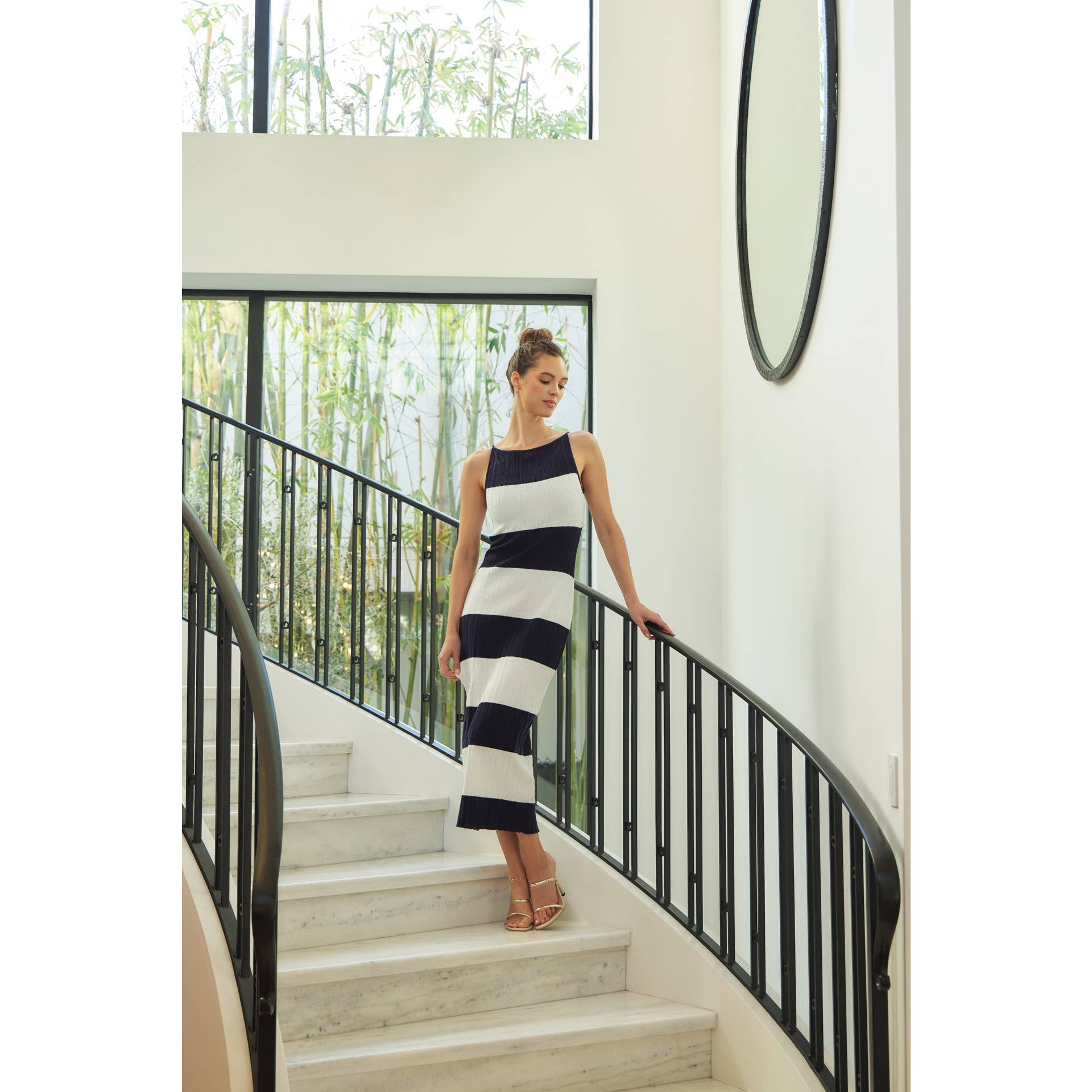 Stretchy Rib Sweater Midi Dress