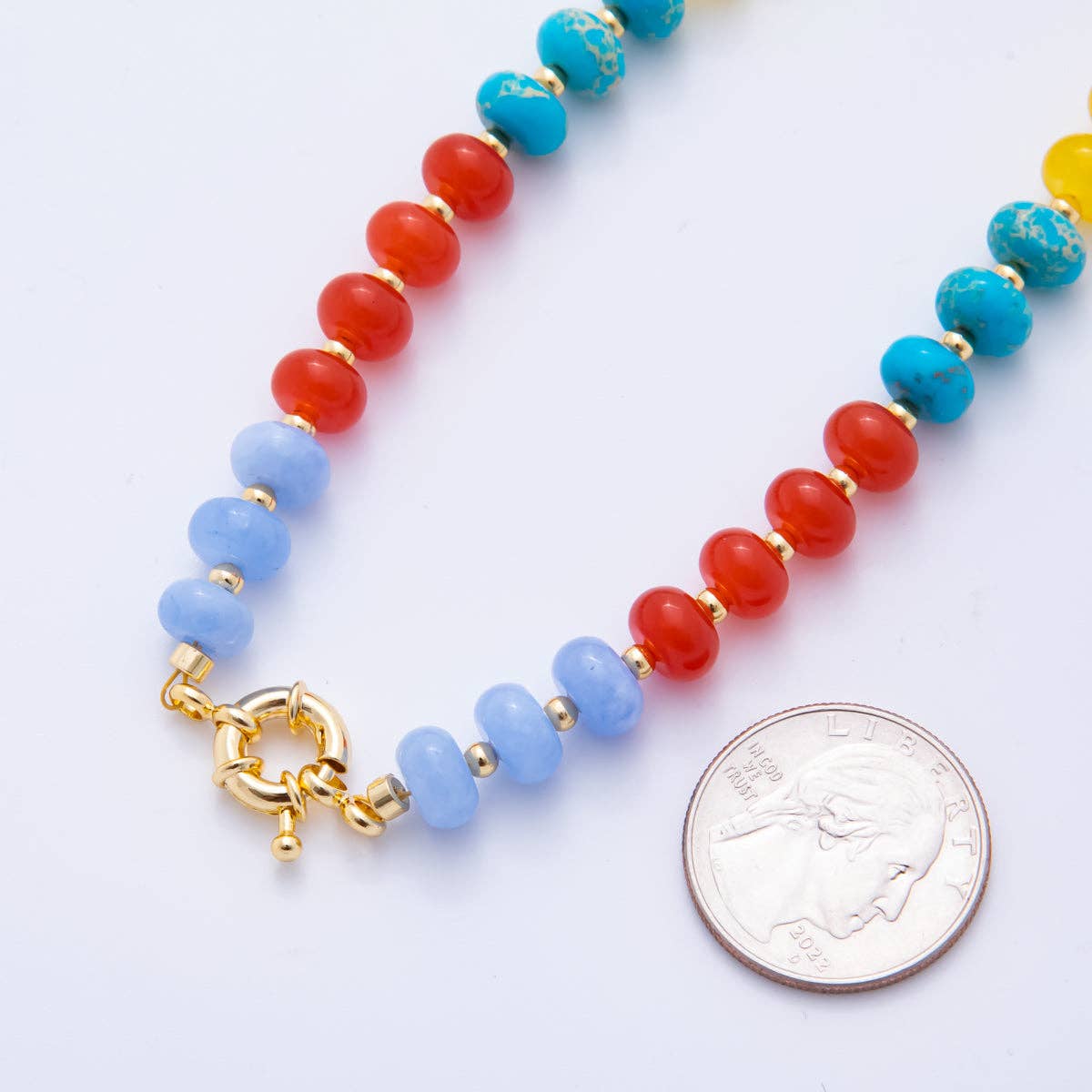 18K Gold Filled Candy Gemstone Chain Necklace