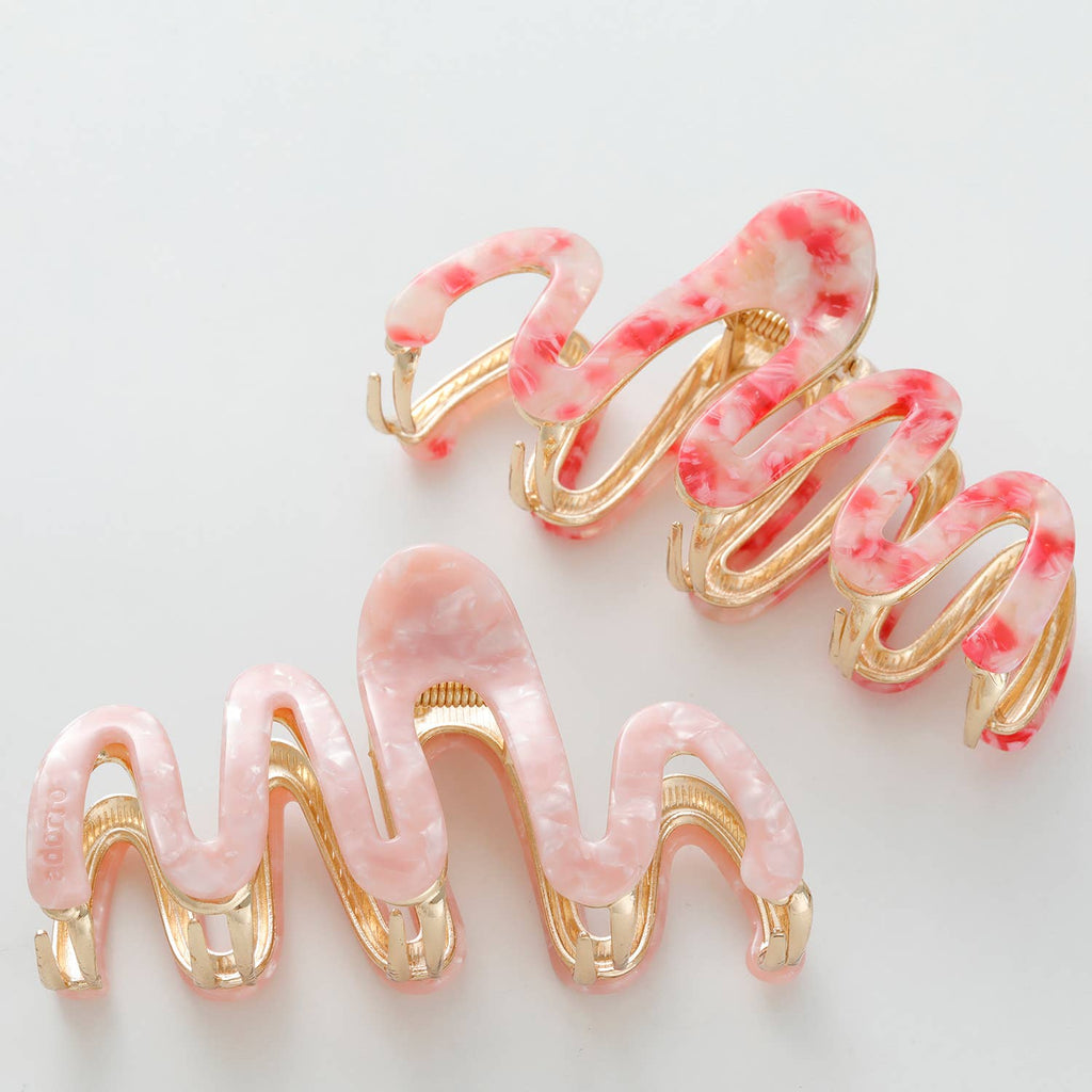 Willow Rosé | Large Squiggle Metal Claw Clip