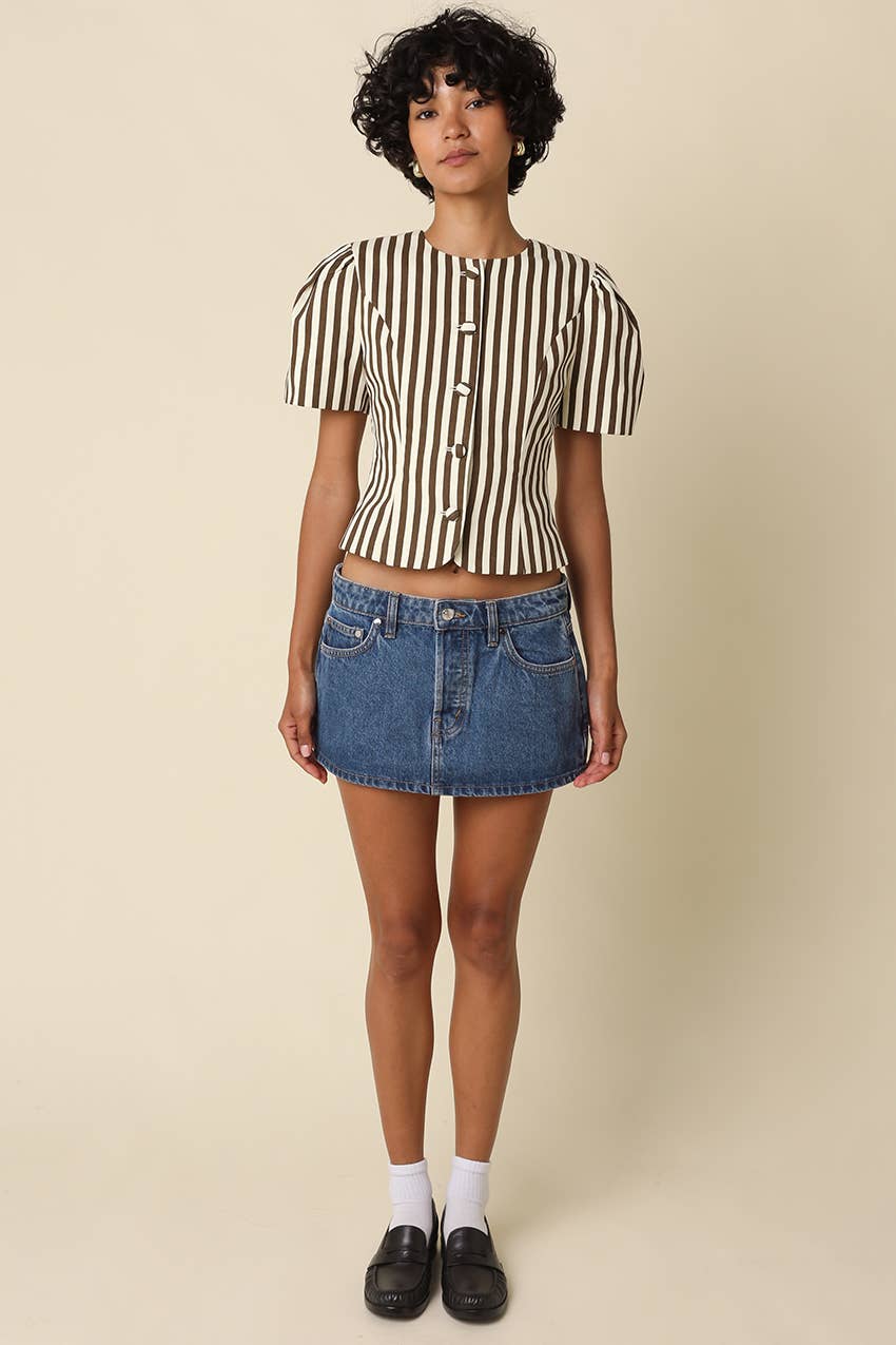 Selina | Stripe Puff Sleeve Top