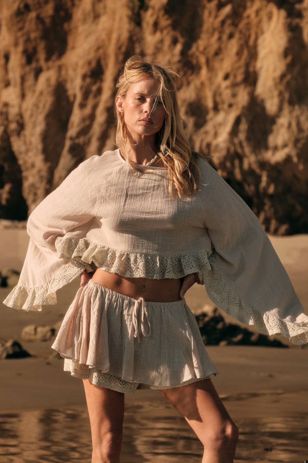 Calliope | 100% Cotton Lace Cropped Top