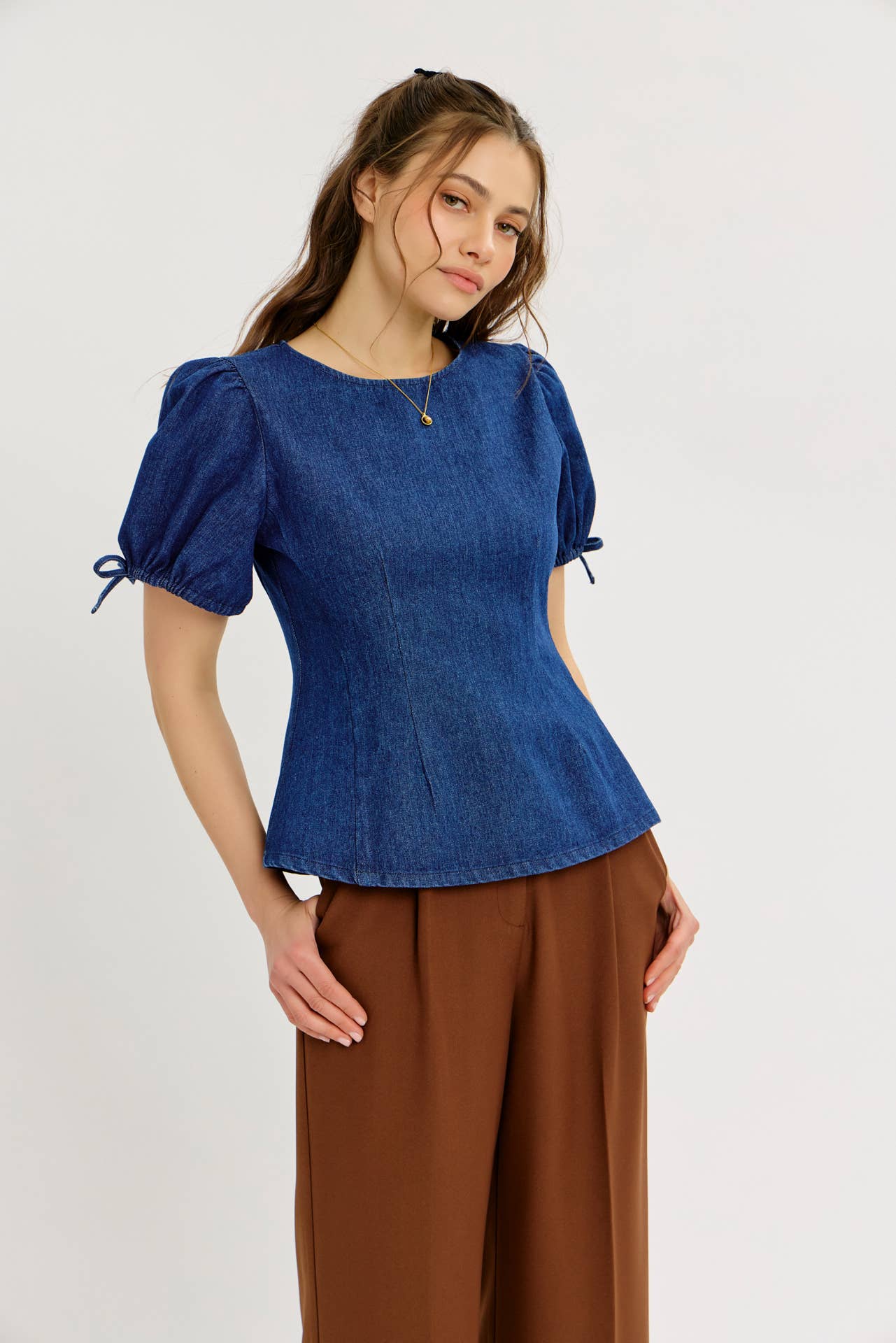 トップス MISTREASS Ribbon Motif Peplum Knit Top Ribbon Motif Peplum Knit Top - MISTREASS