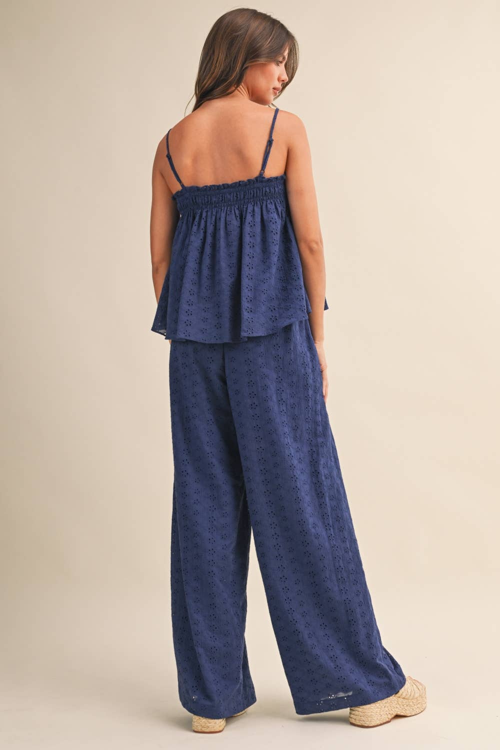 Palmer | Eyelet Top and Wide Pants Set 100% Cotton