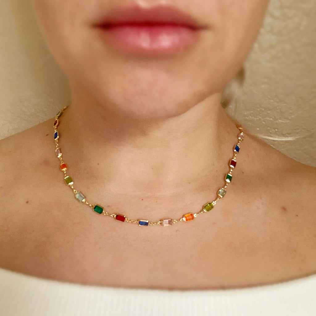 18k Gold Filled Multicolor Necklace