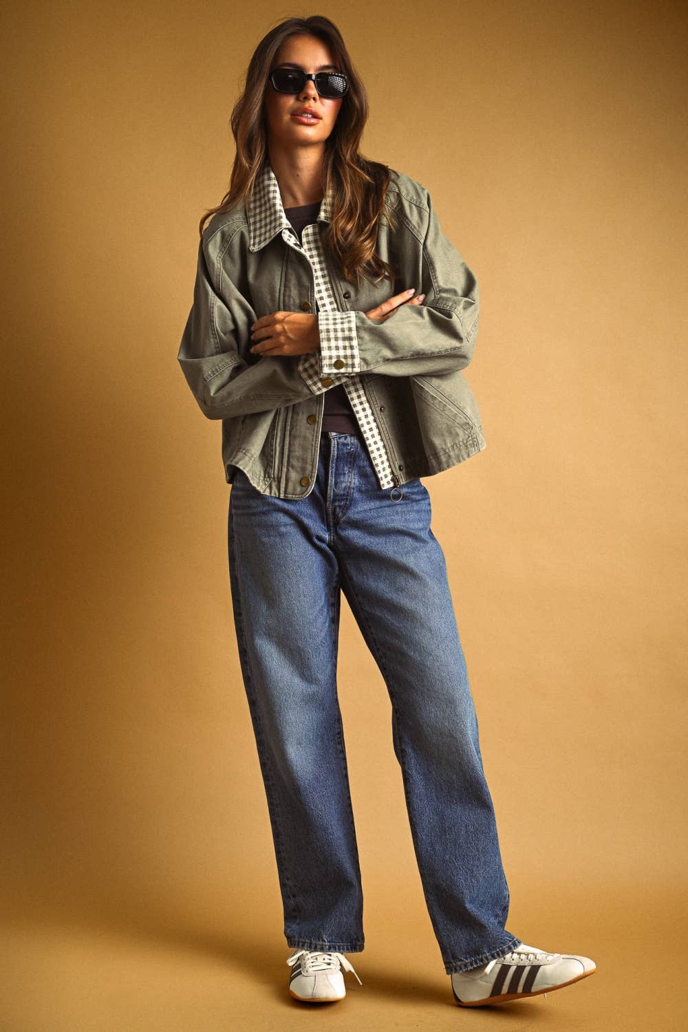 Esmé | 100% Cotton Gingham Collared Twill Jacket