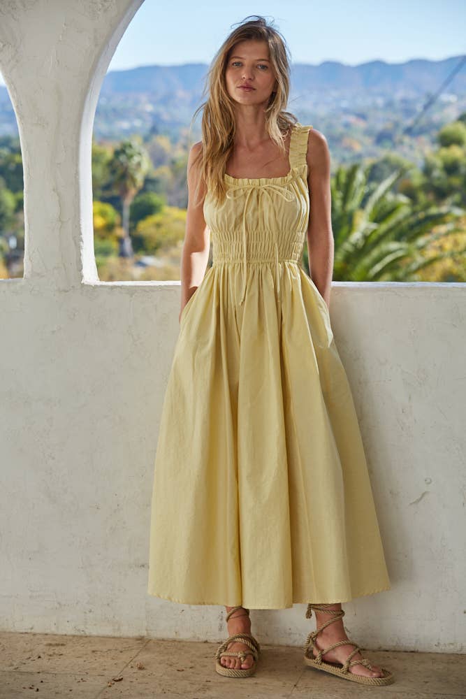 Hutton | Woven Cotton Sweetheart Dress
