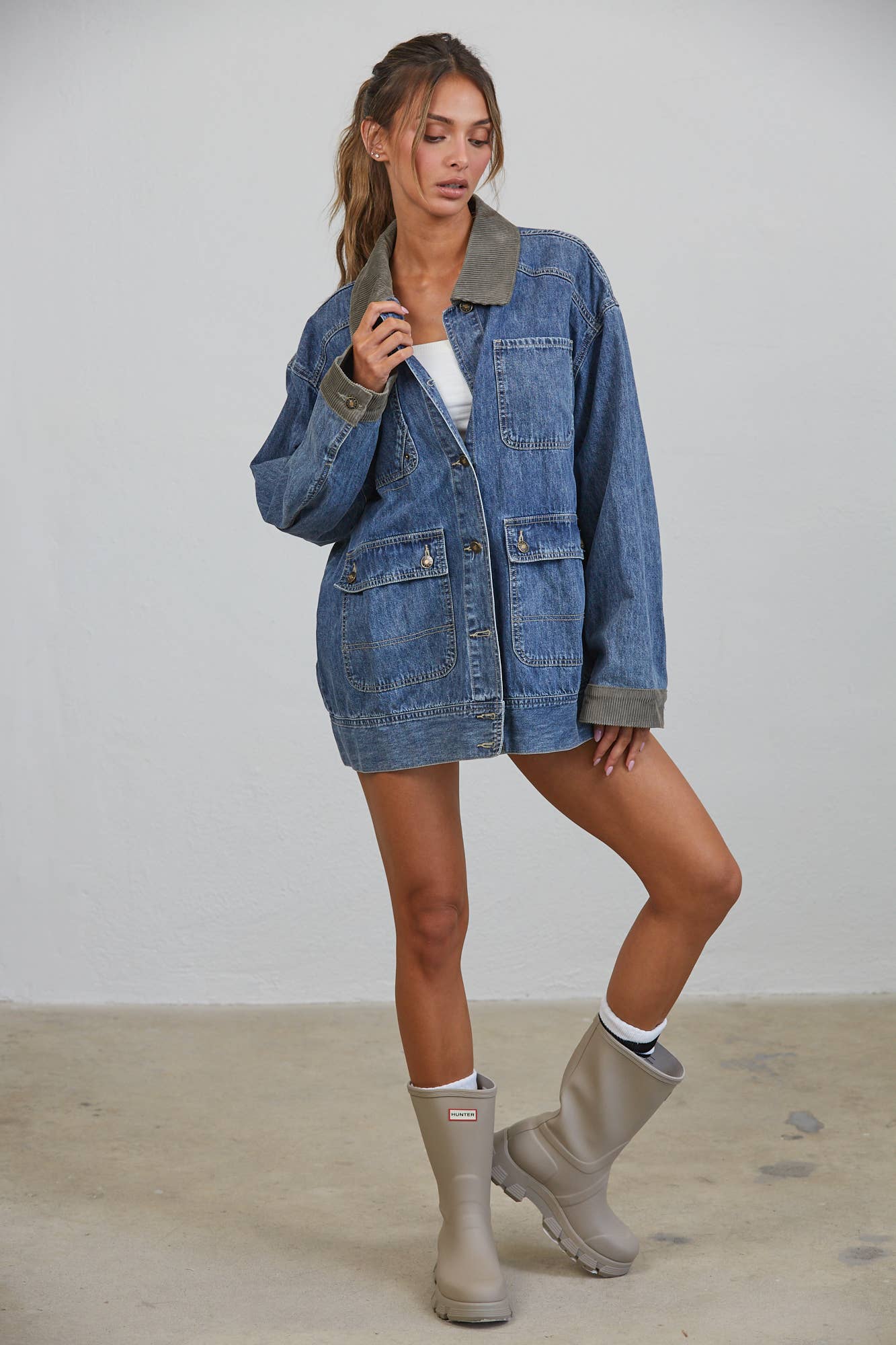 Alexandra | Contrast Collar Denim Jacket