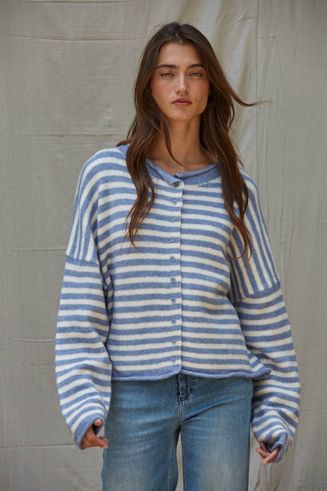 Four | Knit Sweater Striped Cardigan